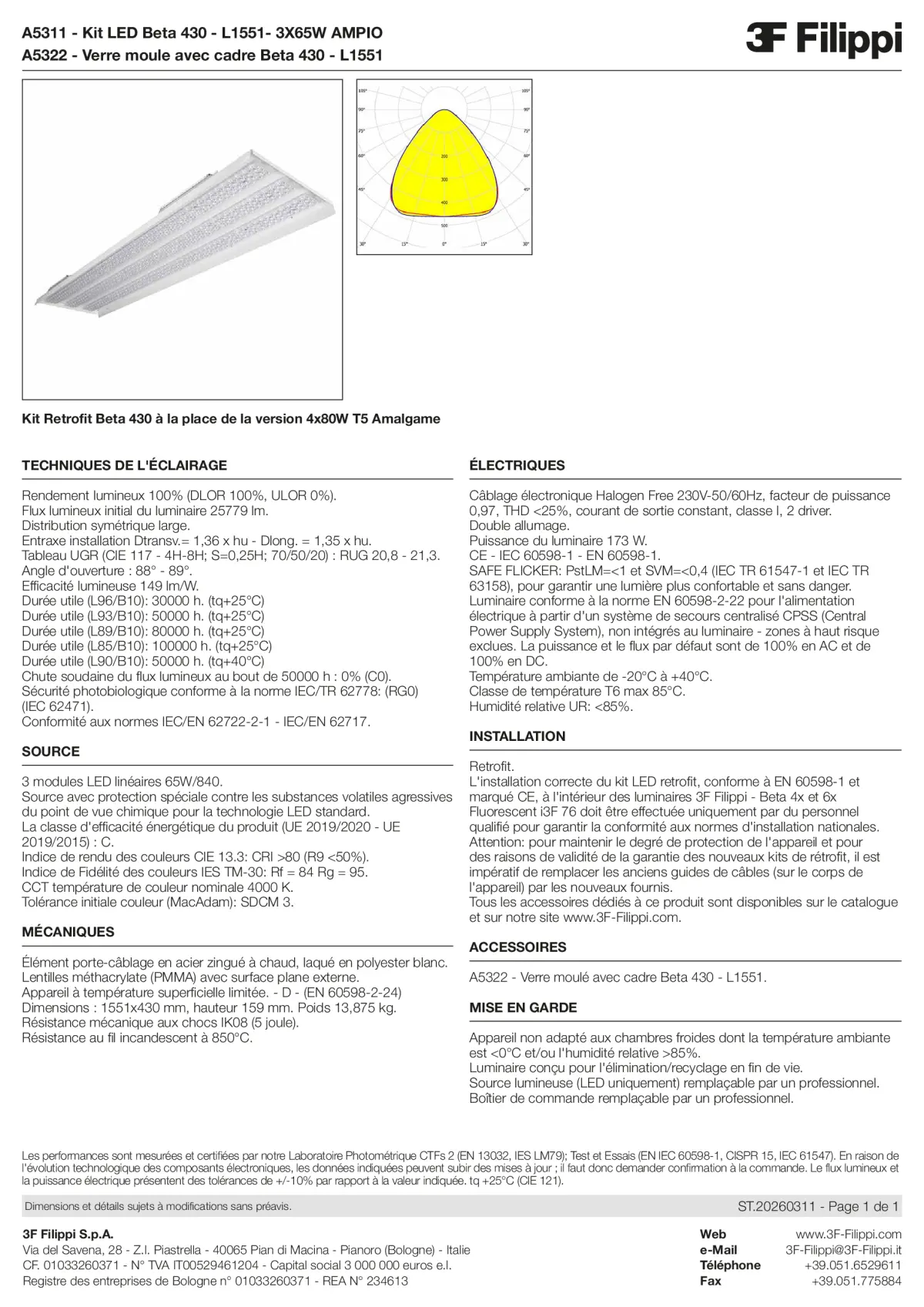 A5311+A5322 - Kit LED Beta 430 - L1551- 3X65W AMPIO + VS - Datasheet - fr