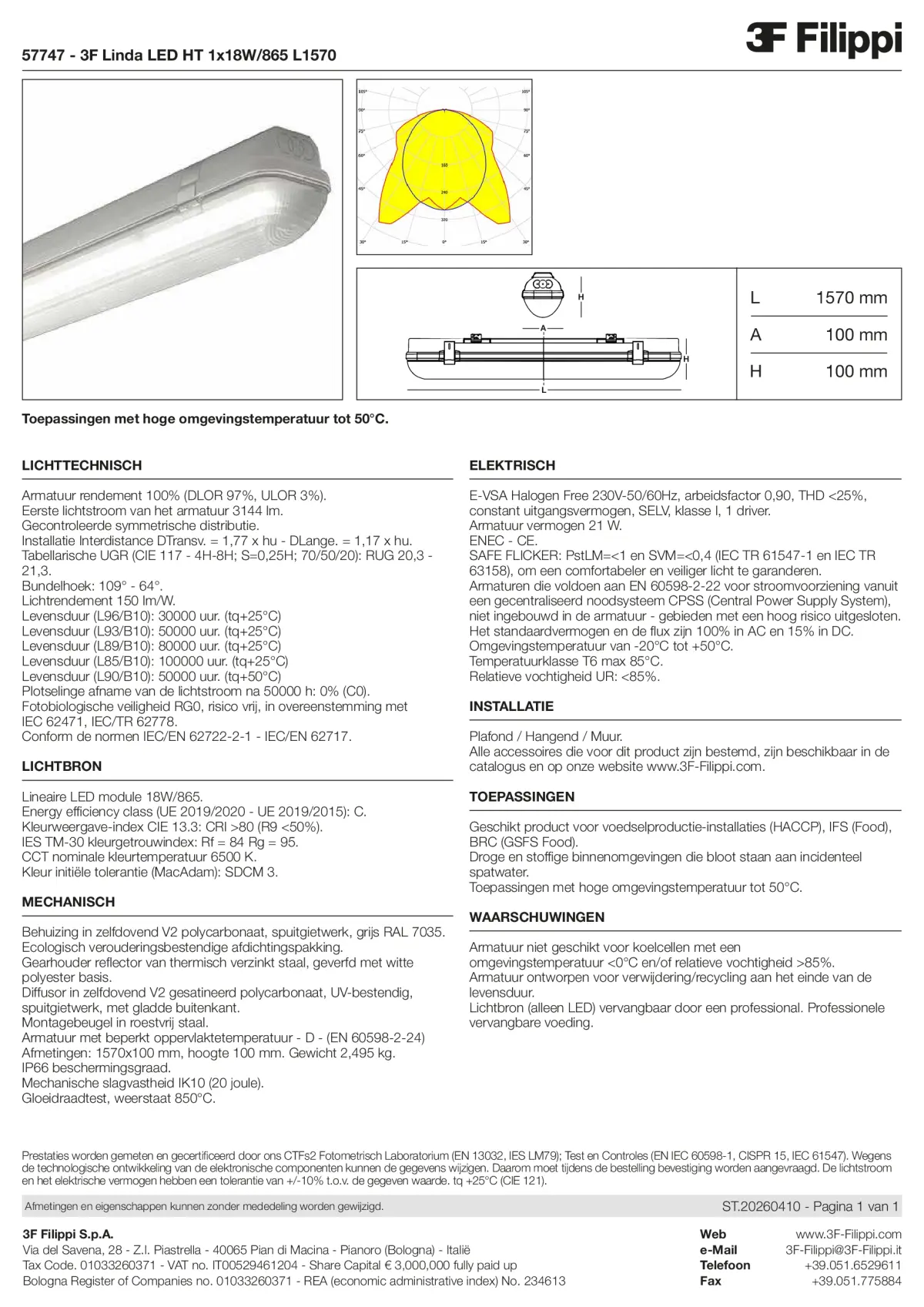 57747 - 3F Linda LED HT 1x18W-865 L1570 - Datasheet - nl