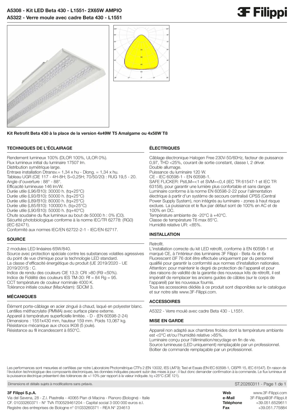 A5308+A5322 - Kit LED Beta 430 - L1551- 2X65W AMPIO + VS - Datasheet - fr