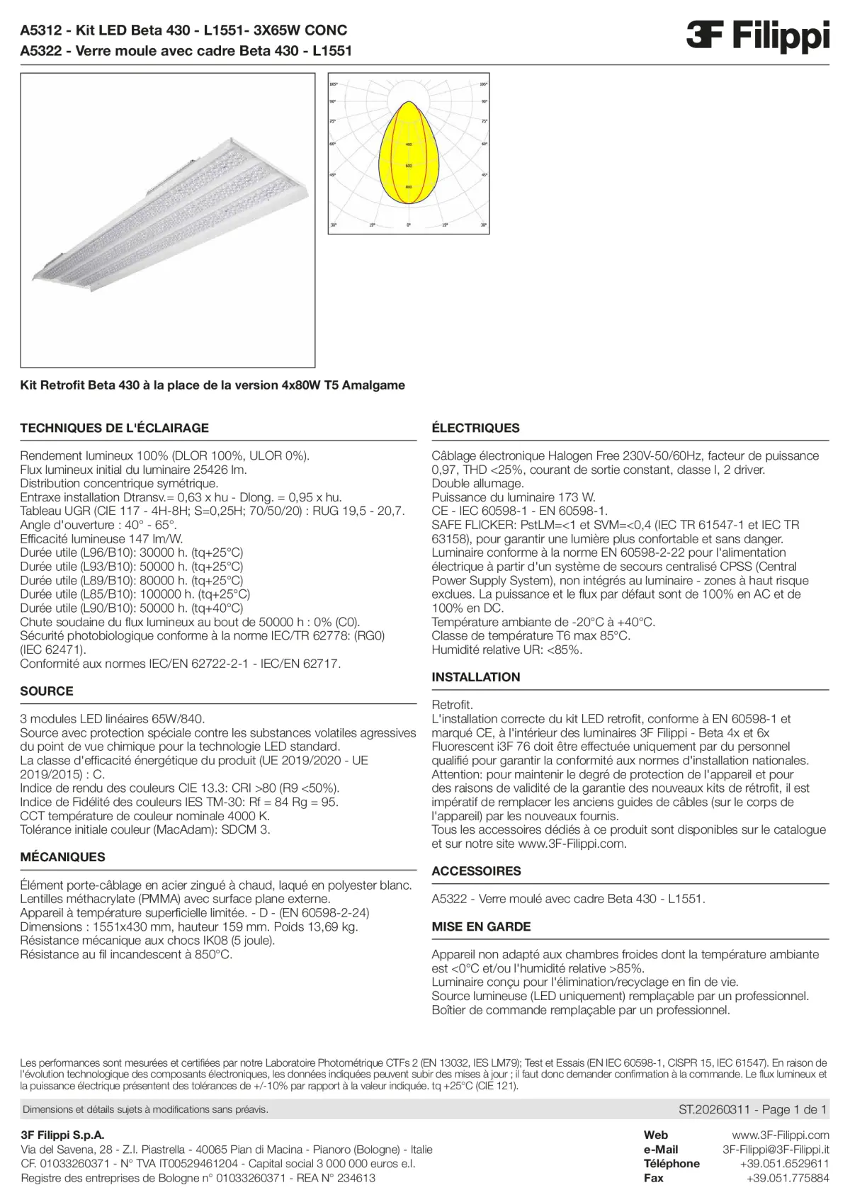 A5312+A5322 - Kit LED Beta 430 - L1551- 3X65W CONC + VS - Datasheet - fr