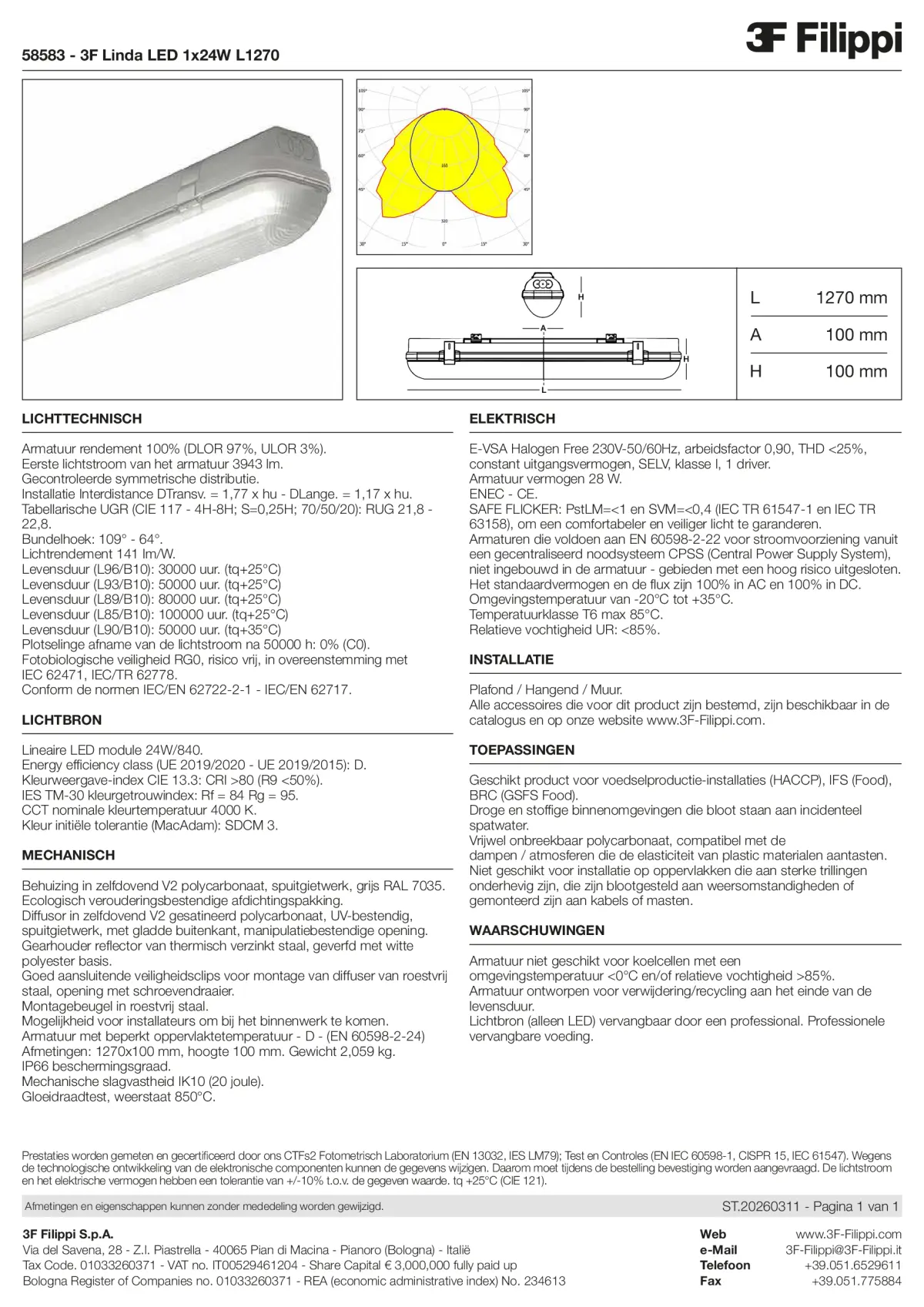 58583 - 3F Linda LED 1x24W L1270 - Datasheet - nl