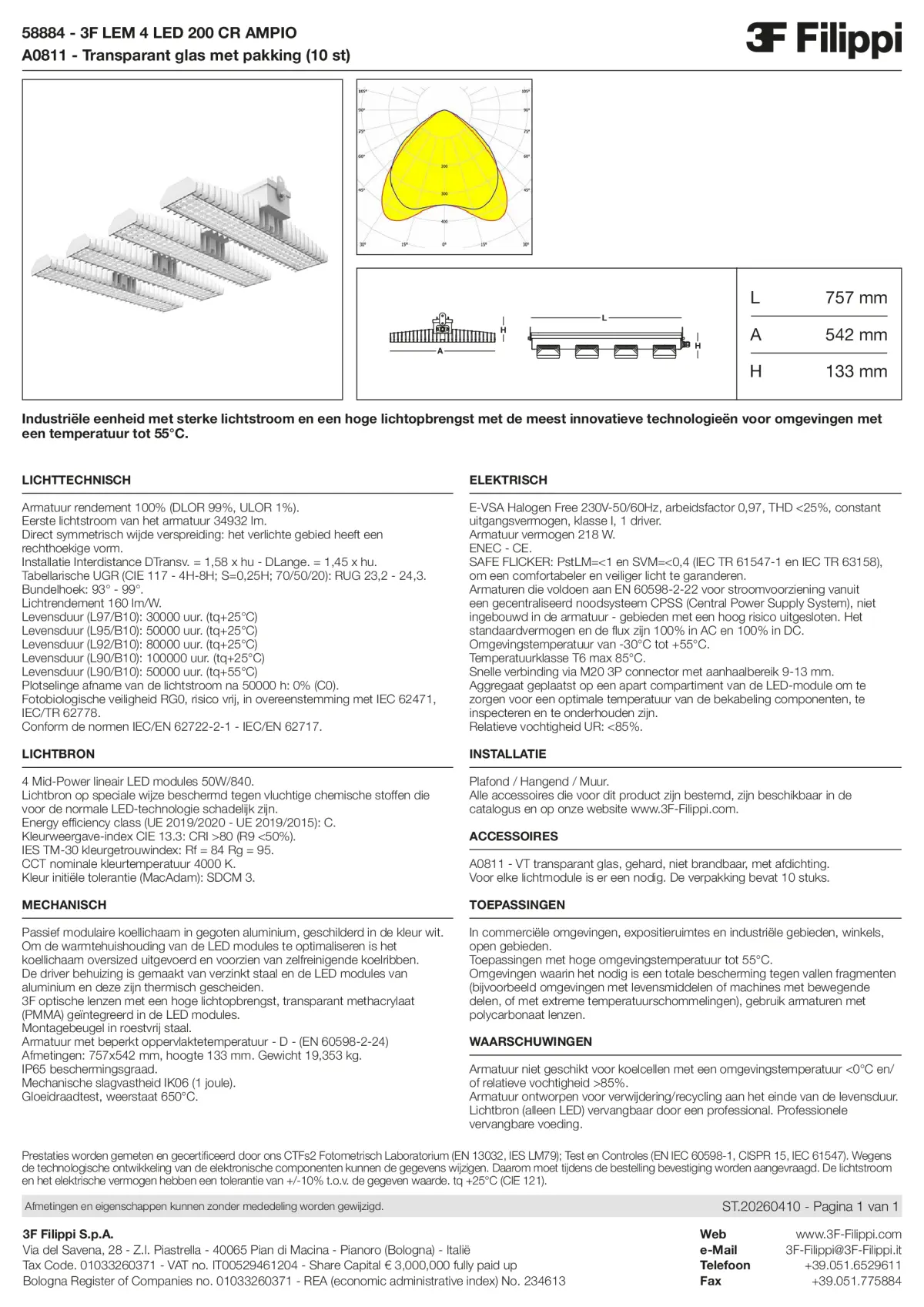58884+A0811 - 3F LEM 4 LED 200 CR AMPIO + VT - Datasheet - nl