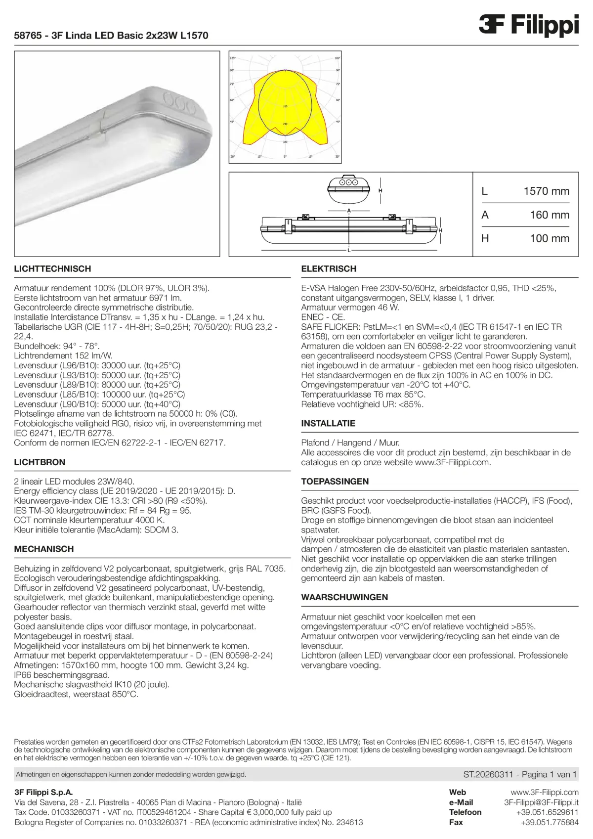 58765 - 3F Linda LED Basic 2x23W L1570 - Datasheet - nl