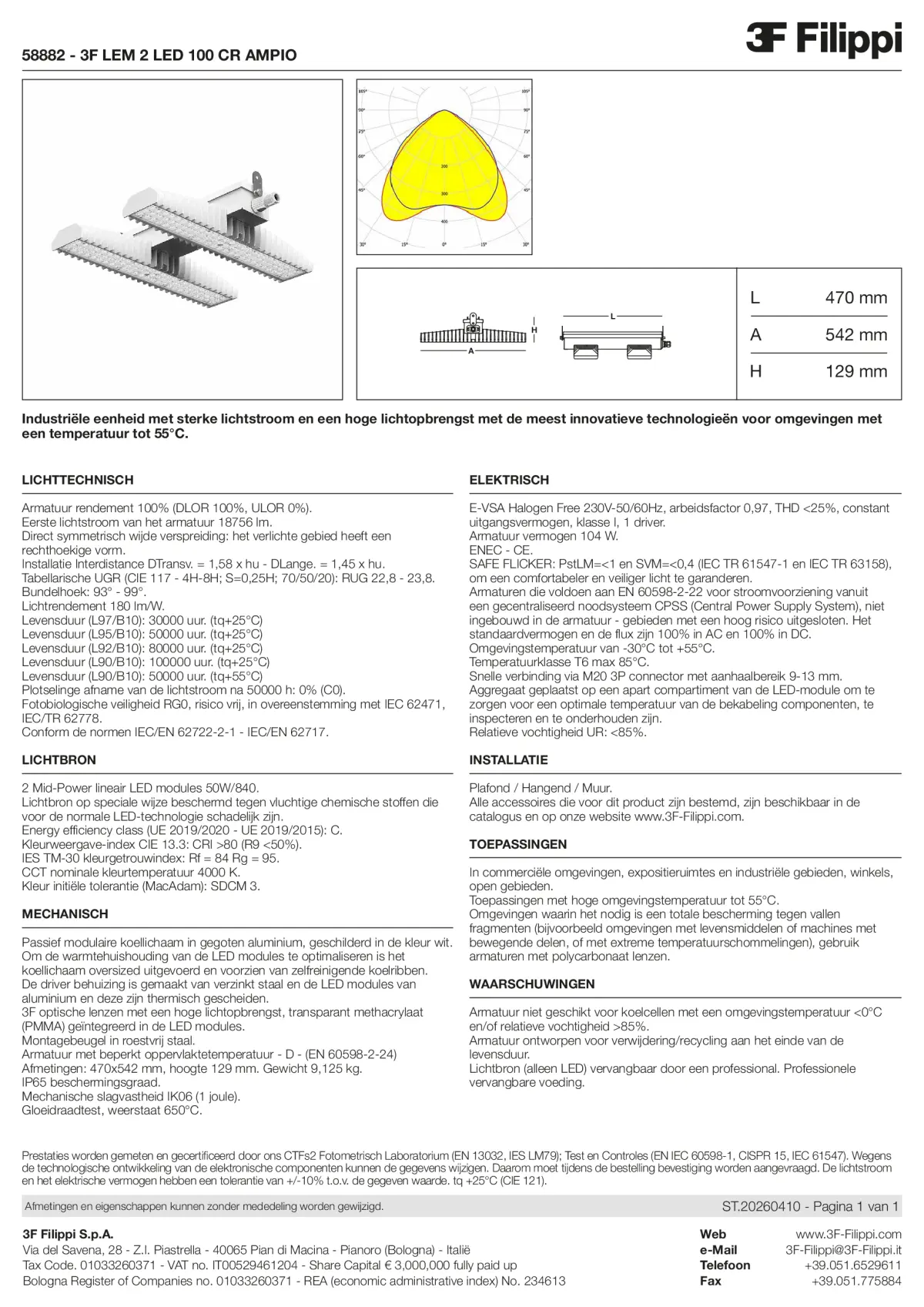 58882 - 3F LEM 2 LED 100 CR AMPIO - Datasheet - nl