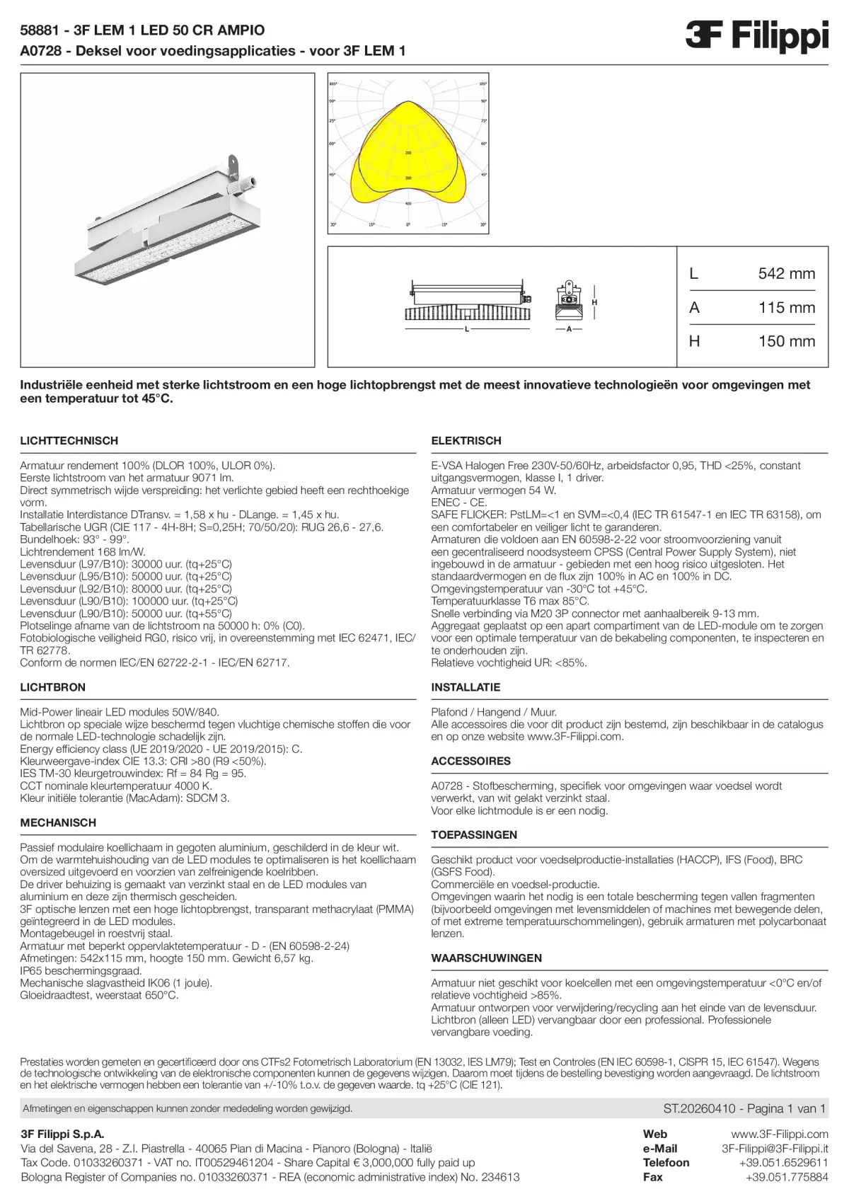 58881+A0728 - 3F LEM 1 LED 50 CR AMPIO + FOOD - Datasheet - nl