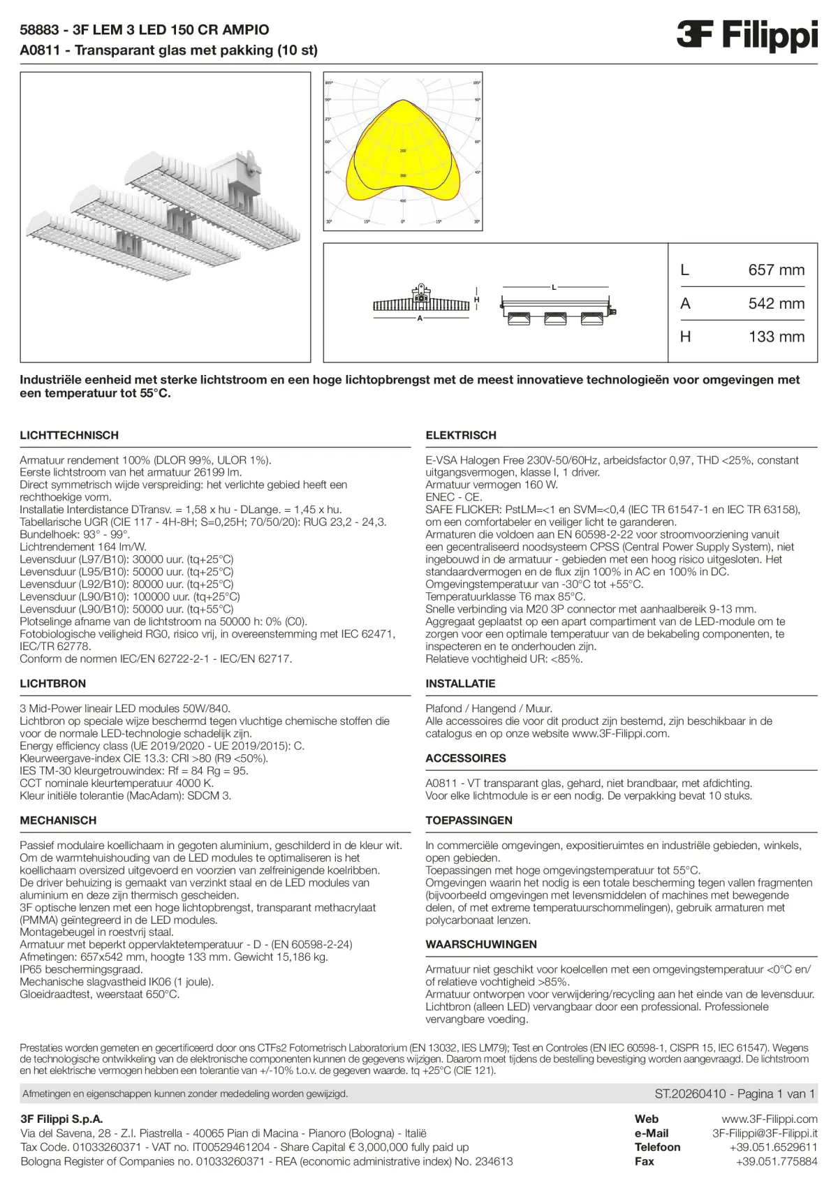 58883+A0811 - 3F LEM 3 LED 150 CR AMPIO + VT - Datasheet - nl