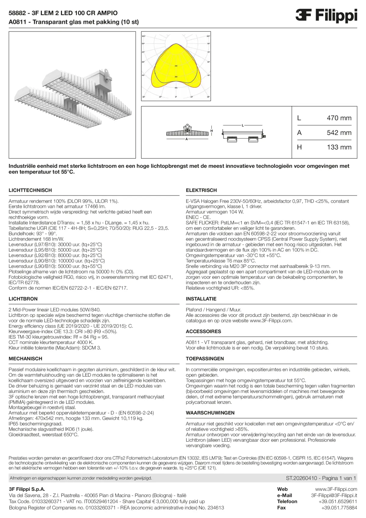58882+A0811 - 3F LEM 2 LED 100 CR AMPIO + VT - Datasheet - nl