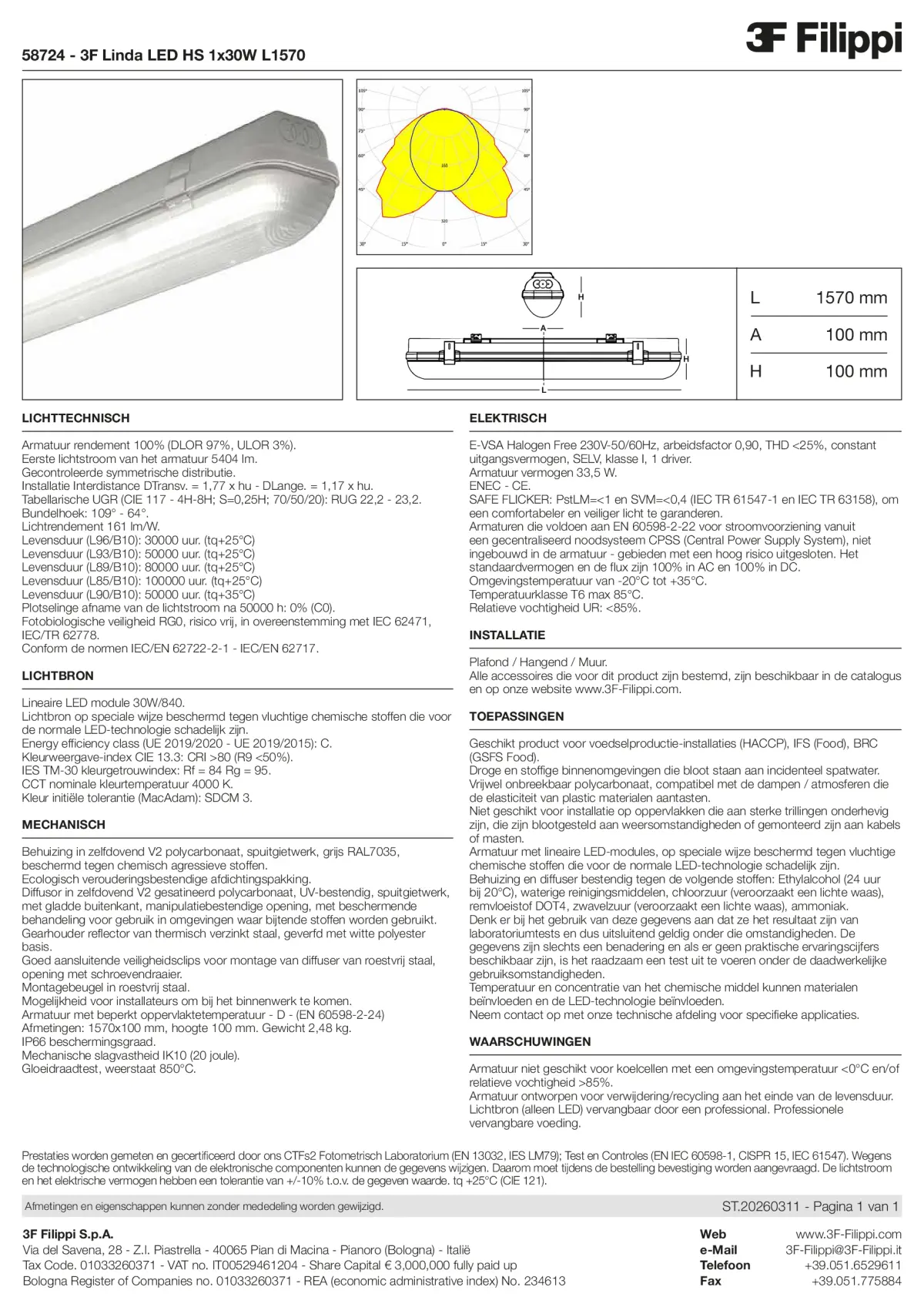 58724 - 3F Linda LED HS 1x30W L1570 - Datasheet - nl