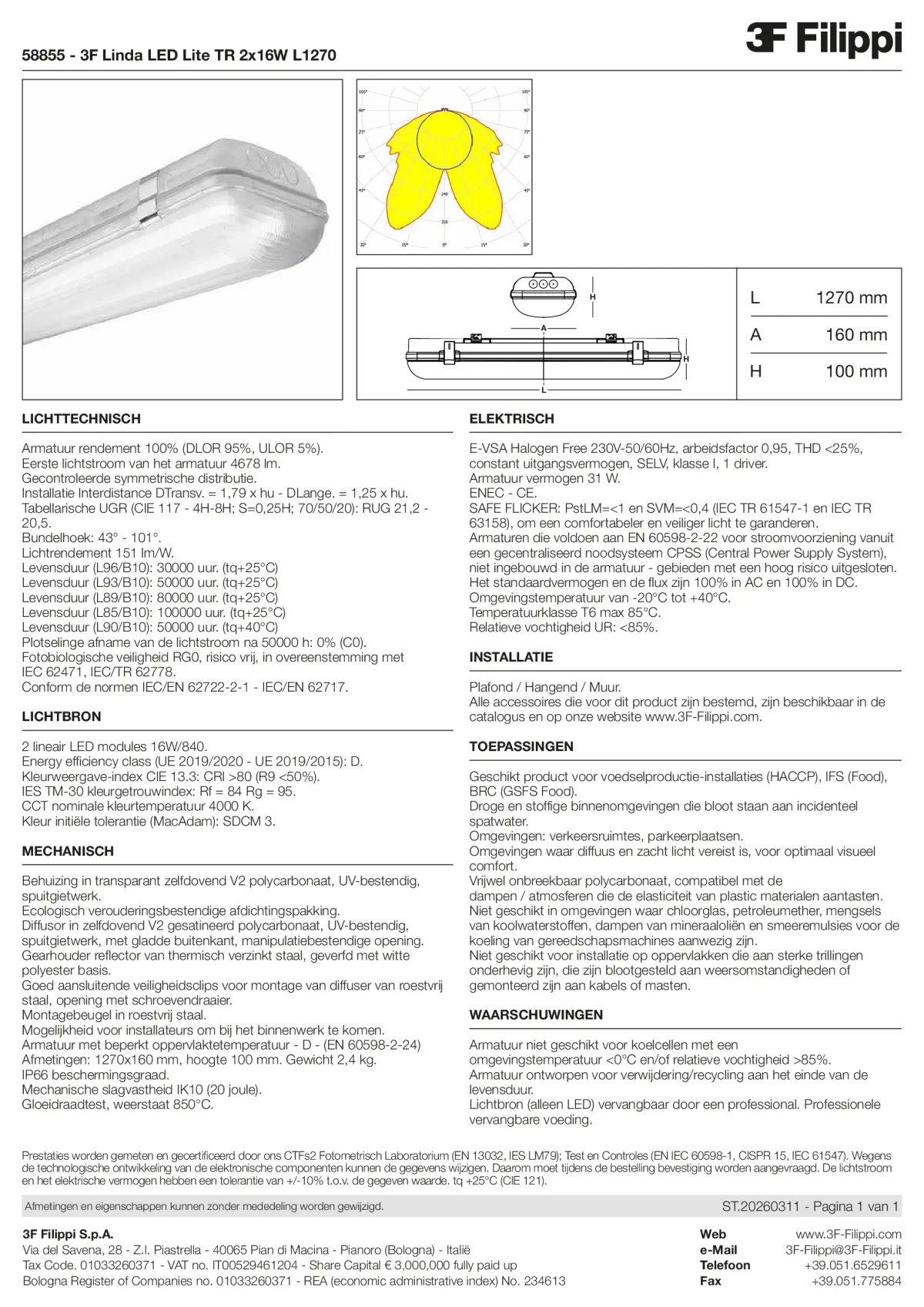 58855 - 3F Linda LED Lite TR 2x16W L1270 - Datasheet - nl