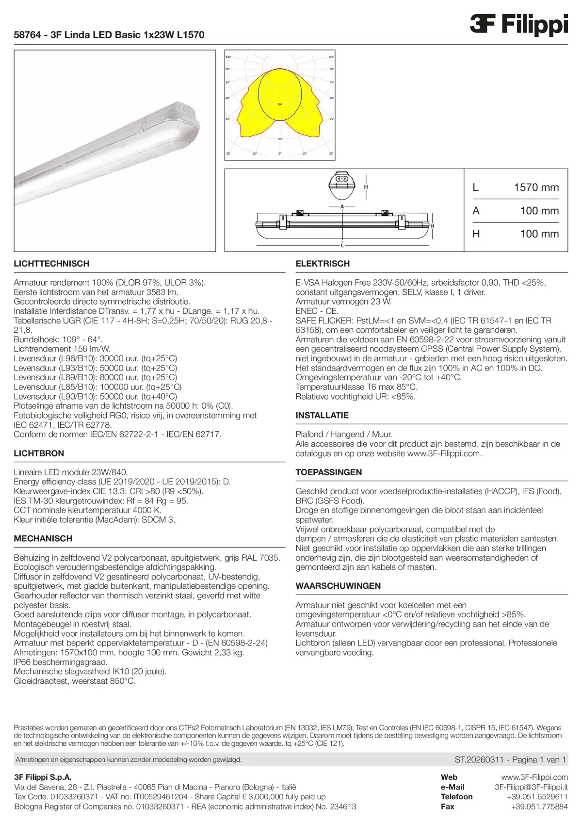 58764 - 3F Linda LED Basic 1x23W L1570 - Datasheet - nl