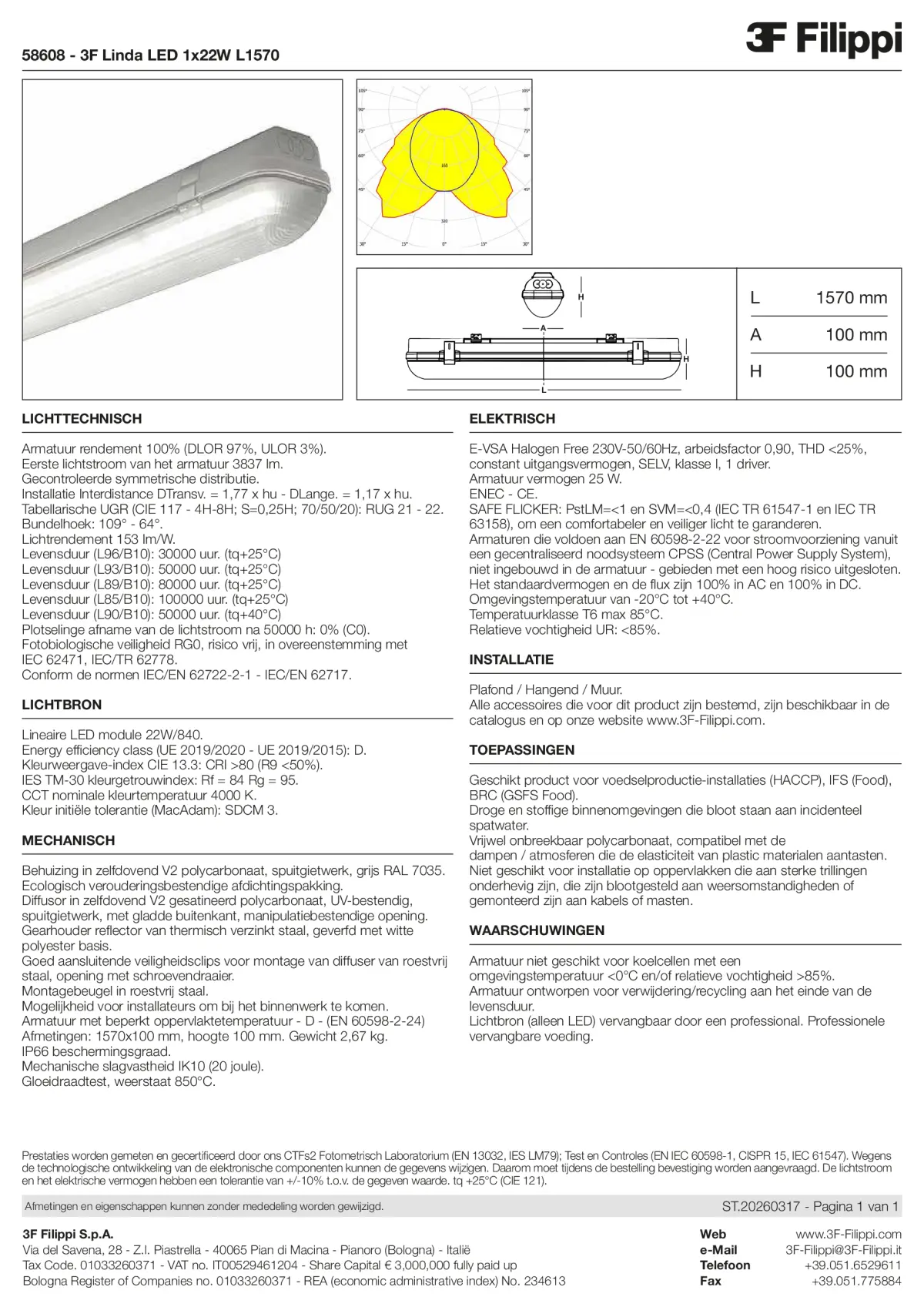 58608 - 3F Linda LED 1x22W L1570 - Datasheet - nl