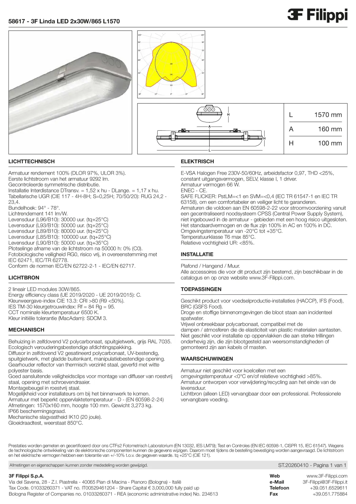 58617 - 3F Linda LED 2x30W-865 L1570 - Datasheet - nl