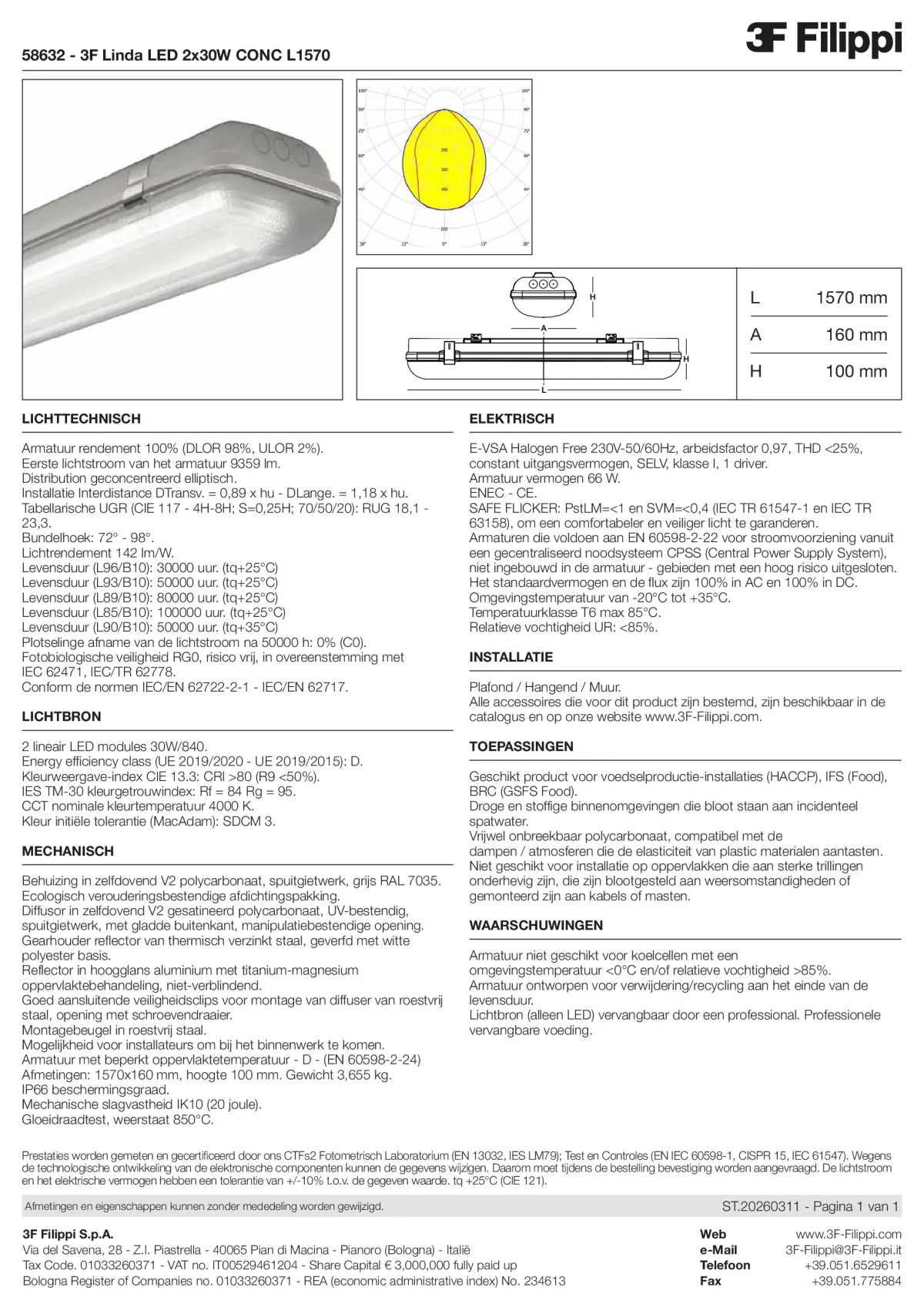 58632 - 3F Linda LED 2x30W CONC L1570 - Datasheet - nl