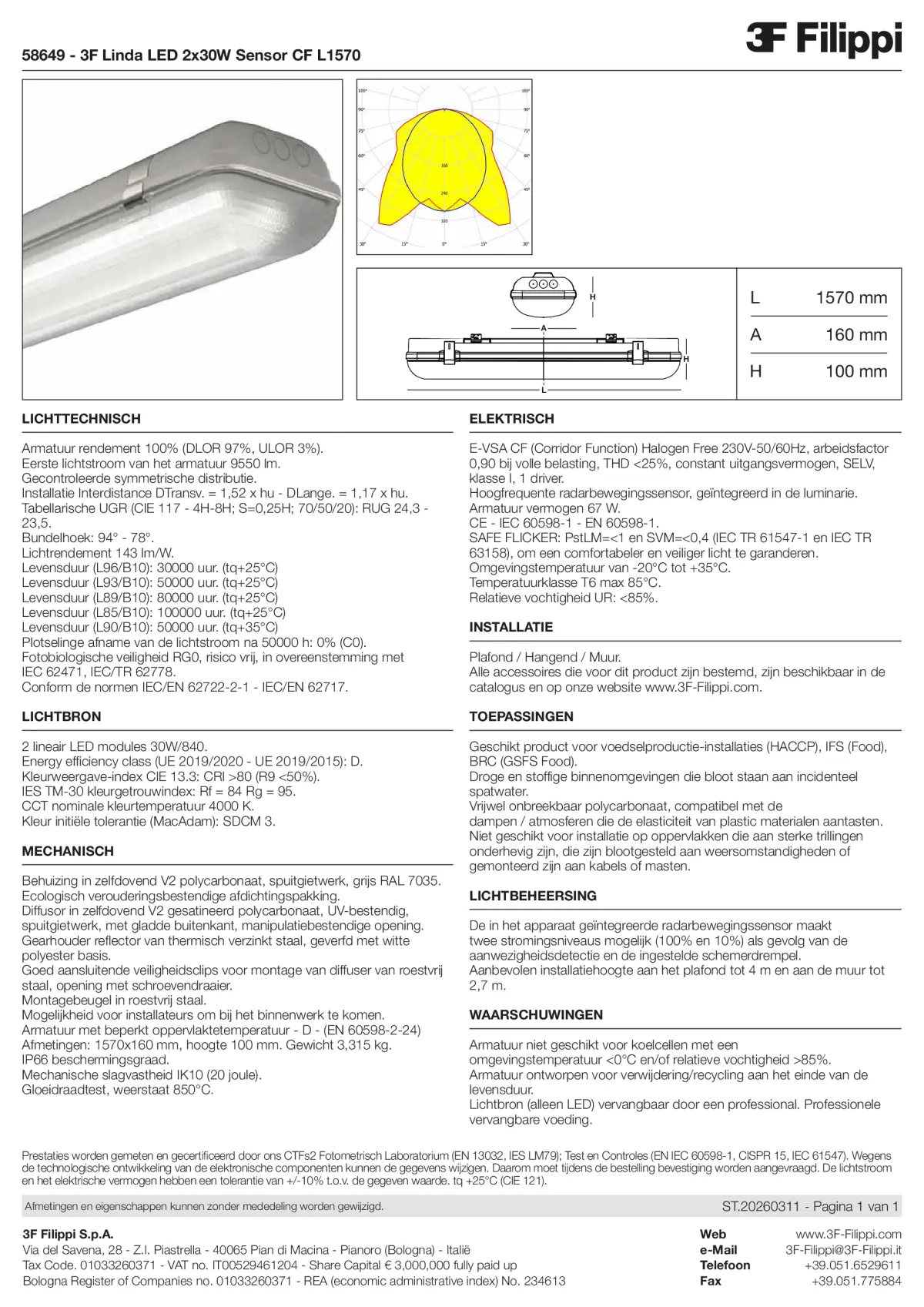 58649 - 3F Linda LED 2x30W Sensor CF L1570 - Datasheet - nl