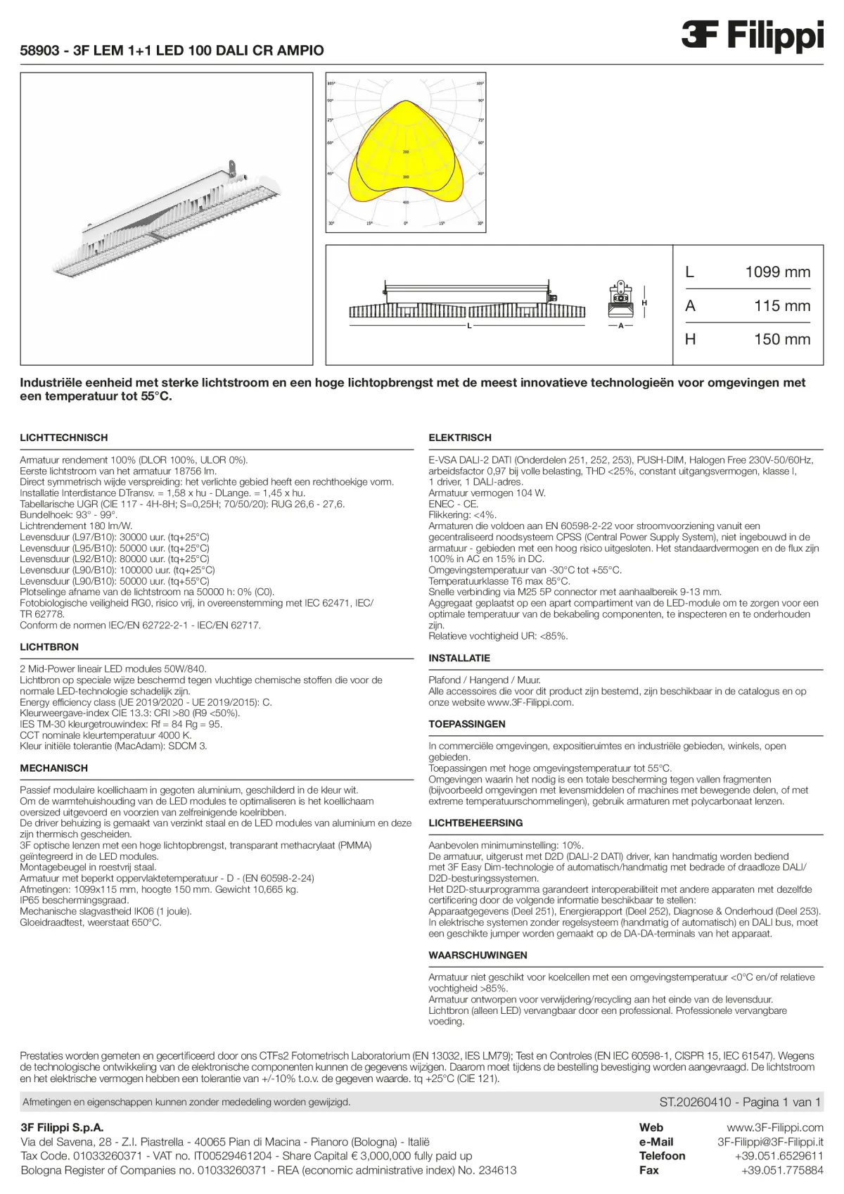 58903 - 3F LEM 1+1 LED 100 DALI CR AMPIO - Datasheet - nl