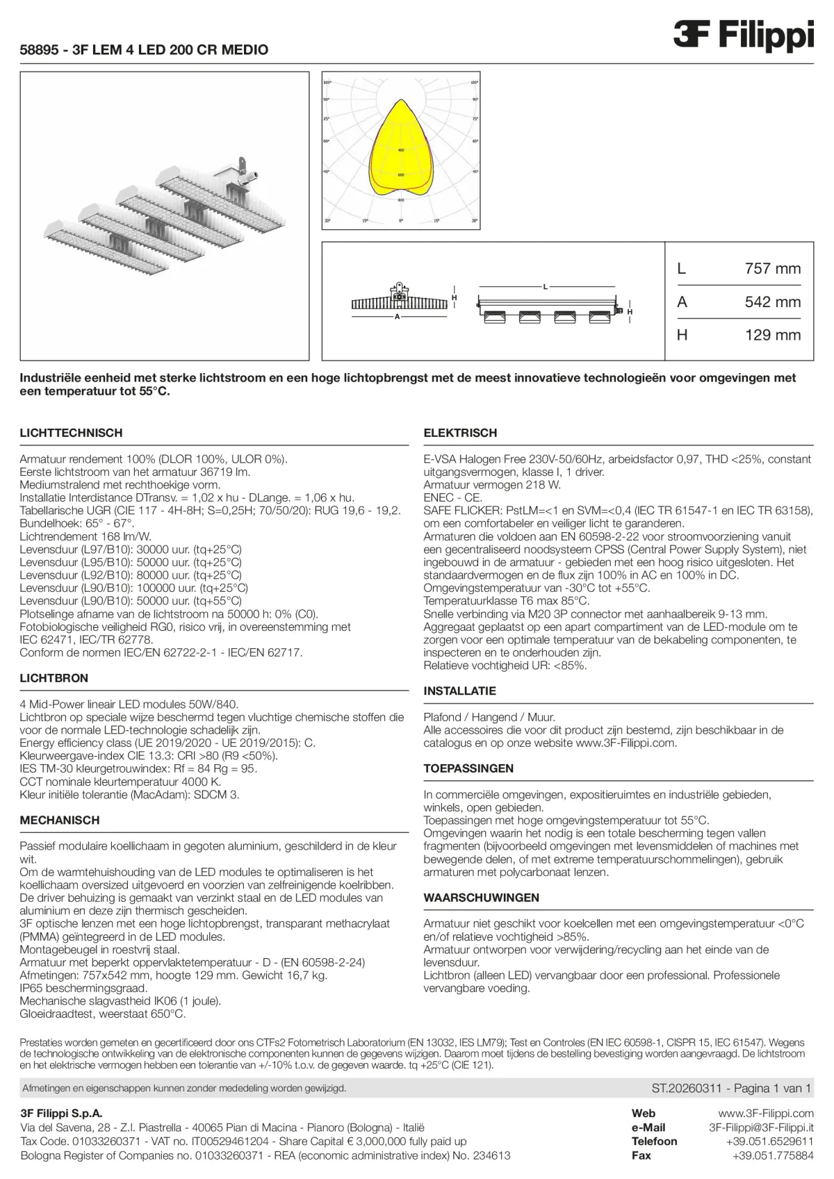 58895 - 3F LEM 4 LED 200 CR MEDIO - Datasheet - nl