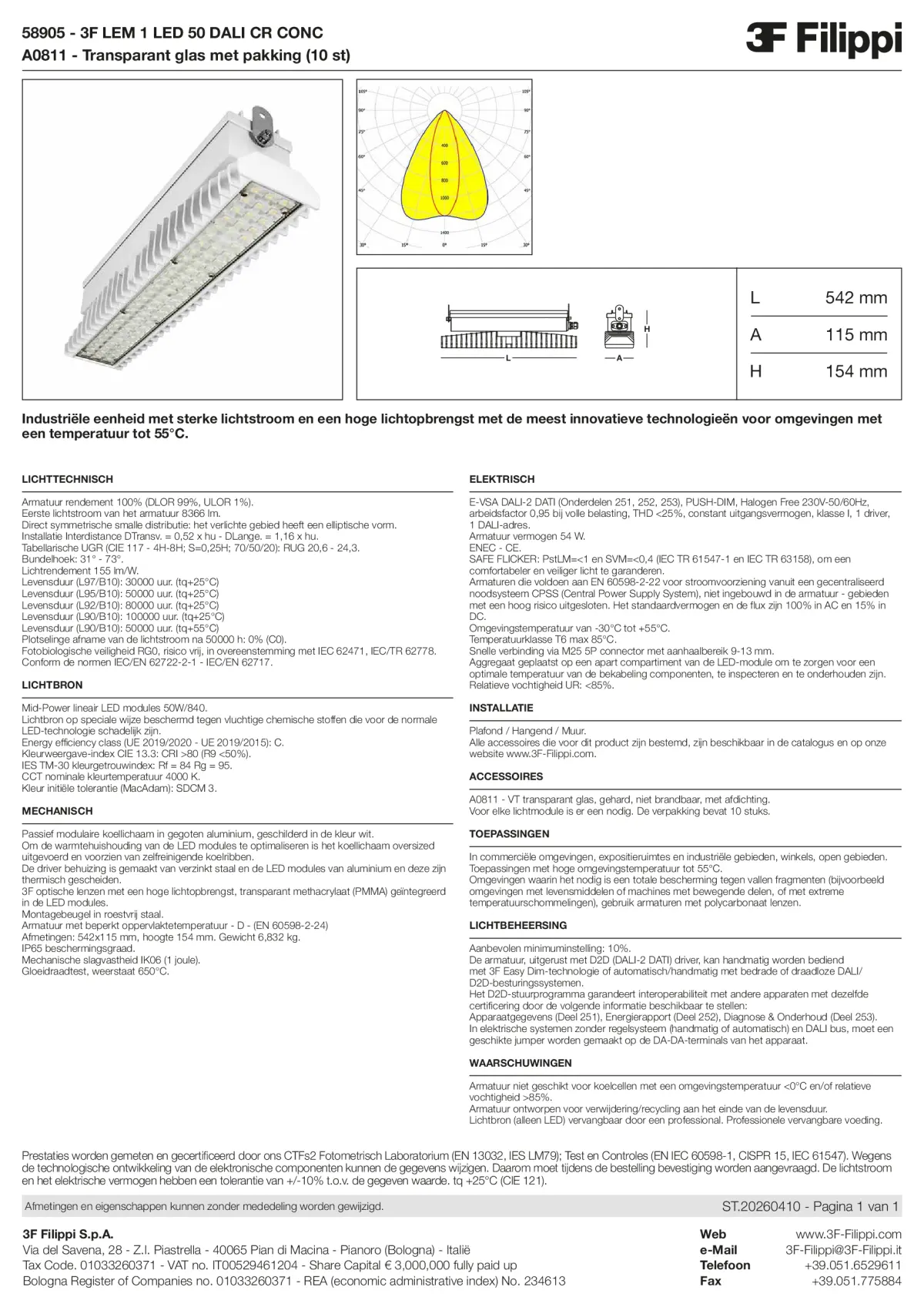58905+A0811 - 3F LEM 1 LED 50 DALI CR CONC + VT - Datasheet - nl