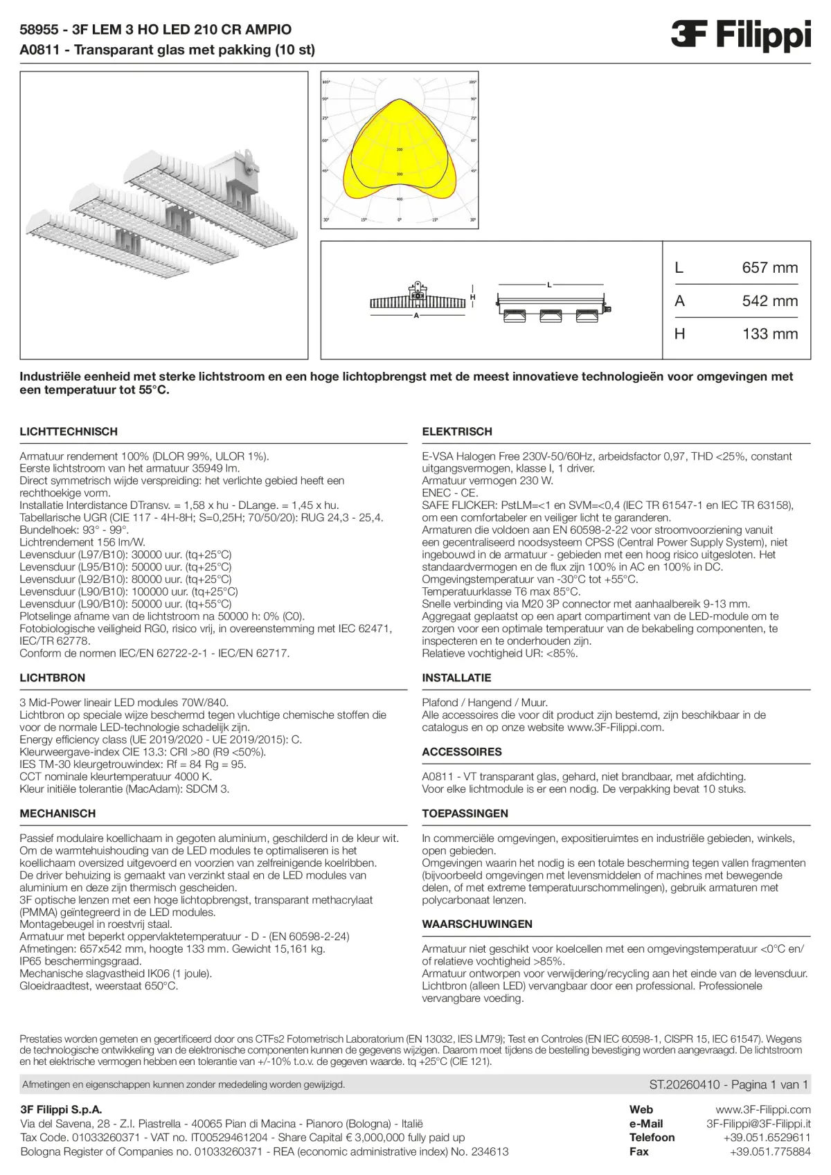 58955+A0811 - 3F LEM 3 HO LED 210 CR AMPIO + VT - Datasheet - nl