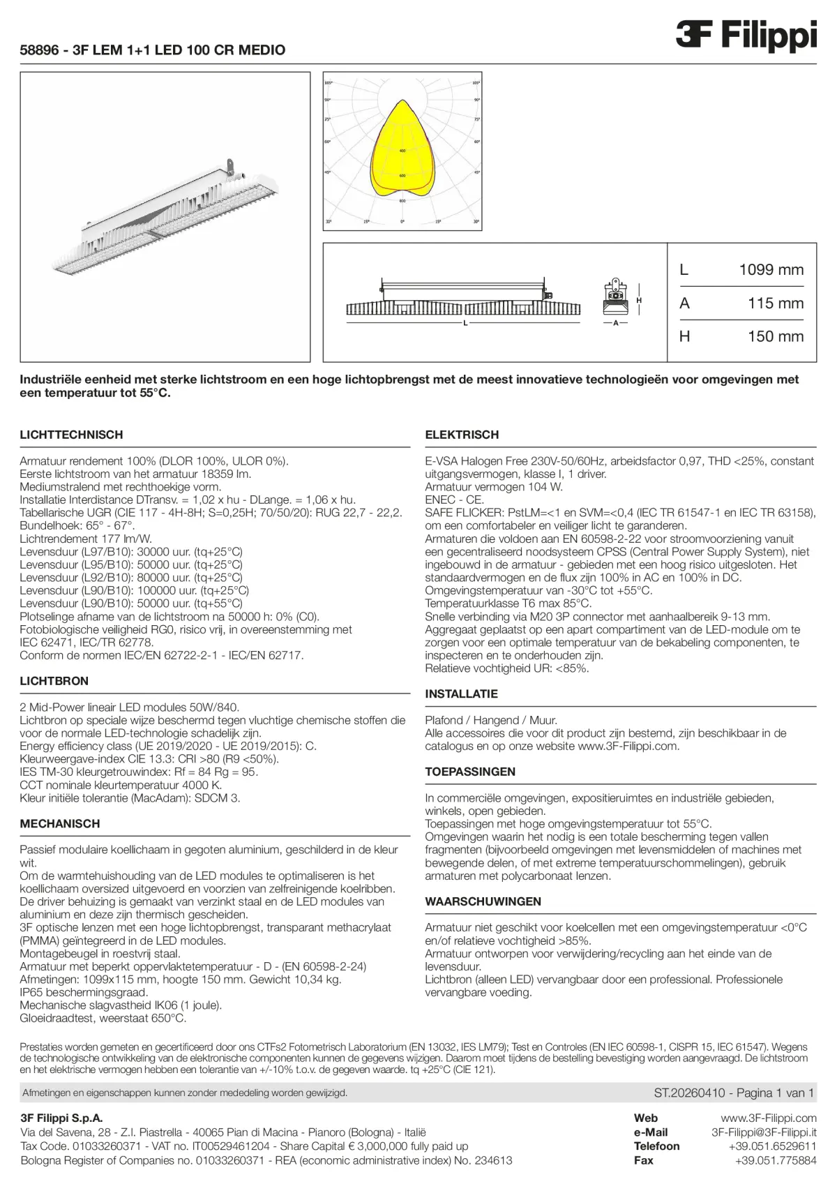 58896 - 3F LEM 1+1 LED 100 CR MEDIO - Datasheet - nl