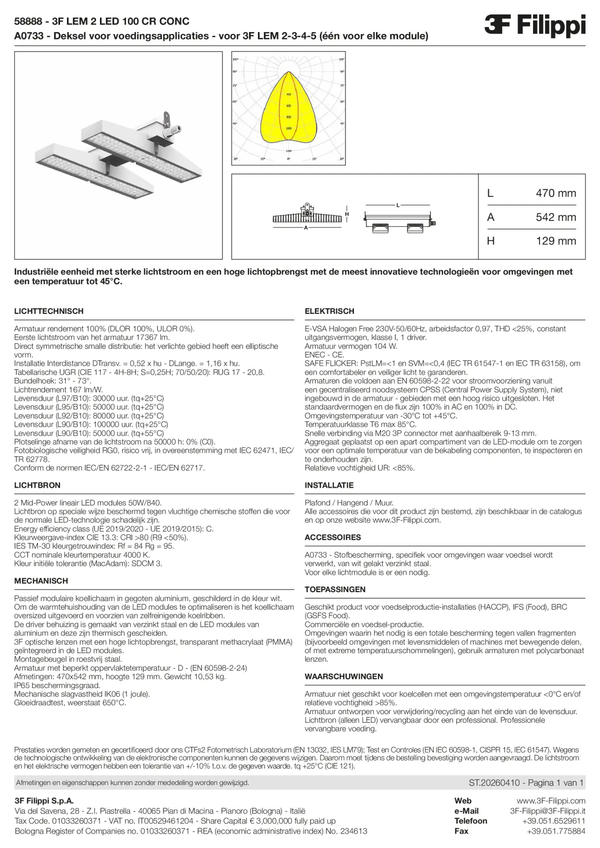 58888+A0733 - 3F LEM 2 LED 100 CR CONC + FOOD - Datasheet - nl
