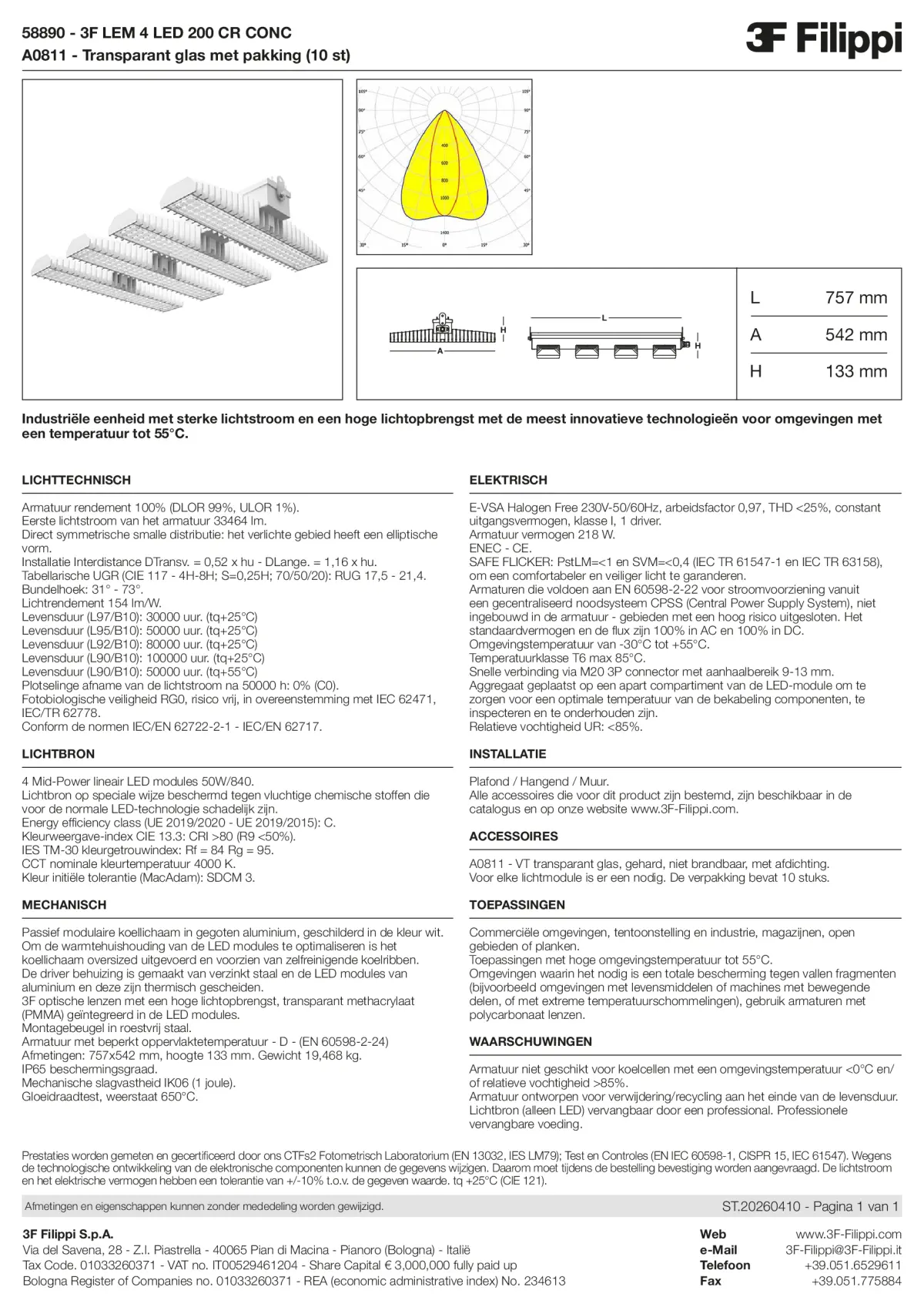 58890+A0811 - 3F LEM 4 LED 200 CR CONC + VT - Datasheet - nl