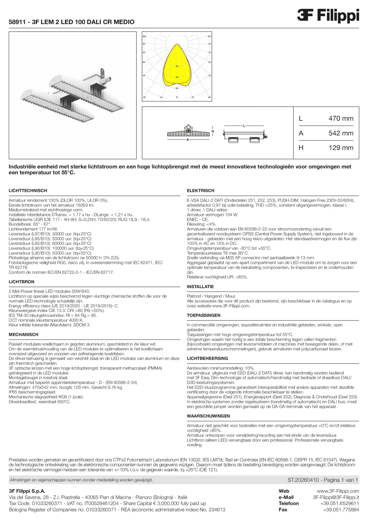 58911 - 3F LEM 2 LED 100 DALI CR MEDIO - Datasheet - nl