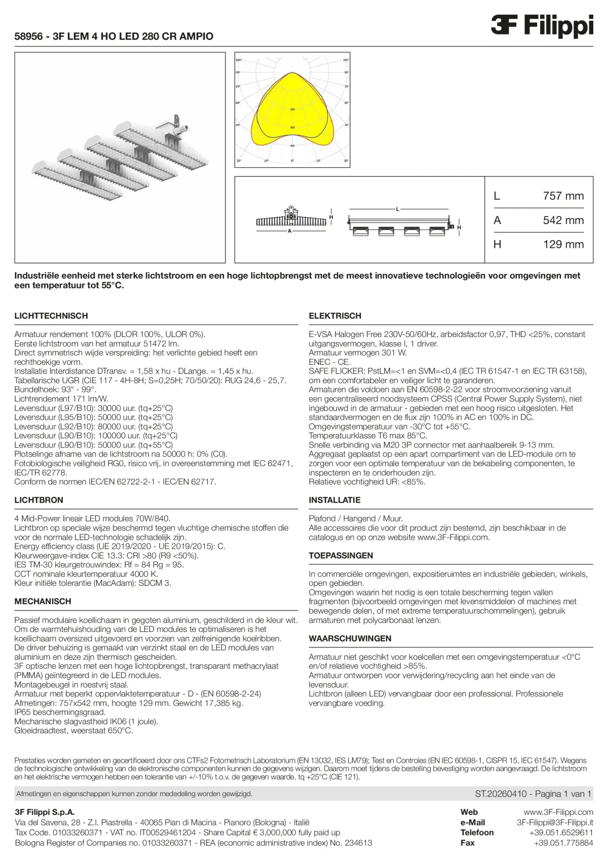 58956 - 3F LEM 4 HO LED 280 CR AMPIO - Datasheet - nl