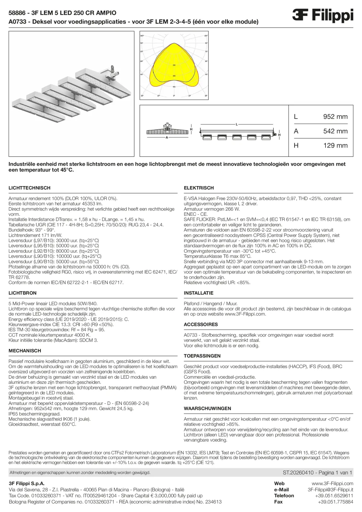 58886+A0733 - 3F LEM 5 LED 250 CR AMPIO + FOOD - Datasheet - nl