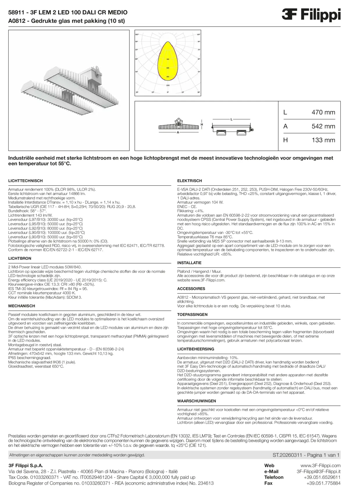 58911+A0812 - 3F LEM 2 LED 100 DALI CR MEDIO + VS - Datasheet - nl
