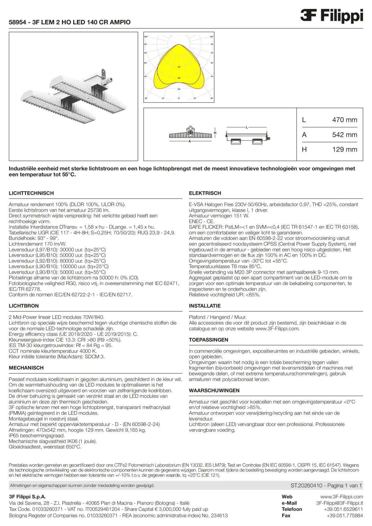 58954 - 3F LEM 2 HO LED 140 CR AMPIO - Datasheet - nl