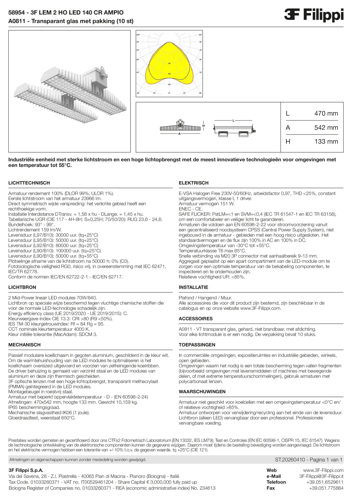 58954+A0811 - 3F LEM 2 HO LED 140 CR AMPIO + VT - Datasheet - nl
