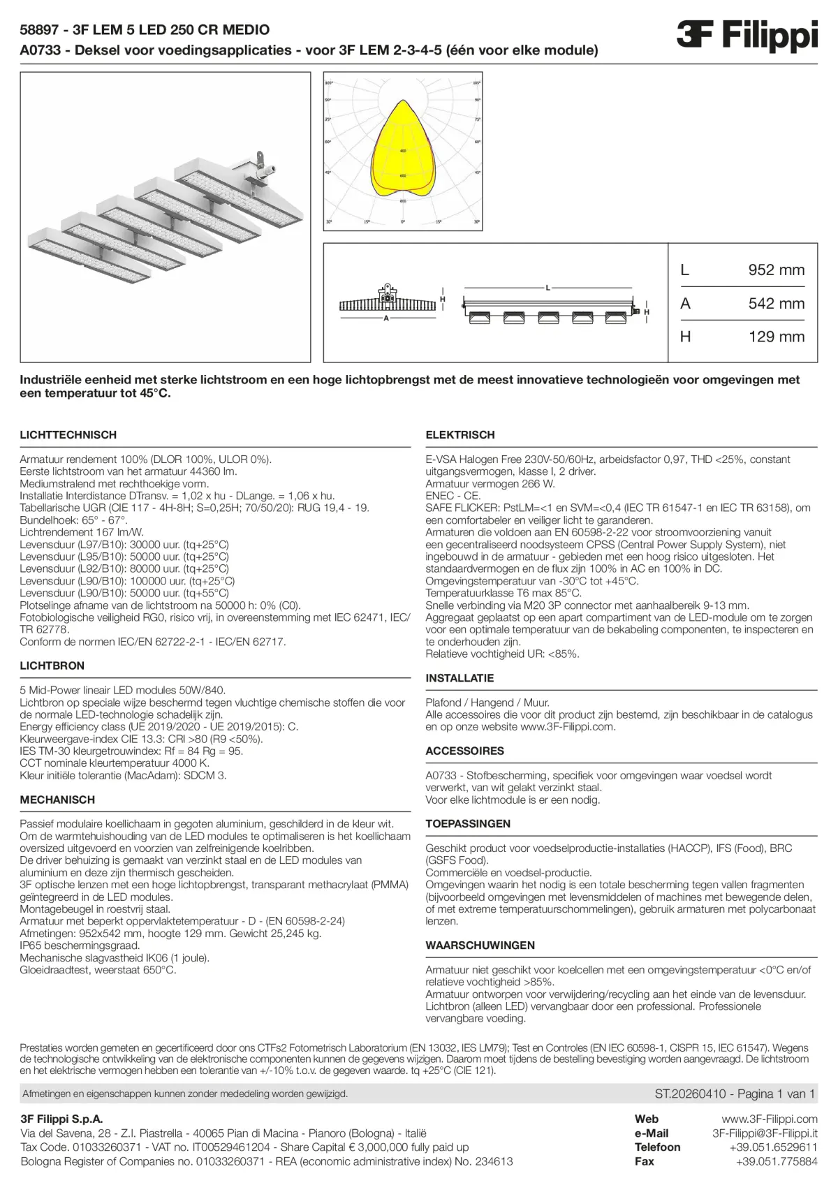 58897+A0733 - 3F LEM 5 LED 250 CR MEDIO + FOOD - Datasheet - nl