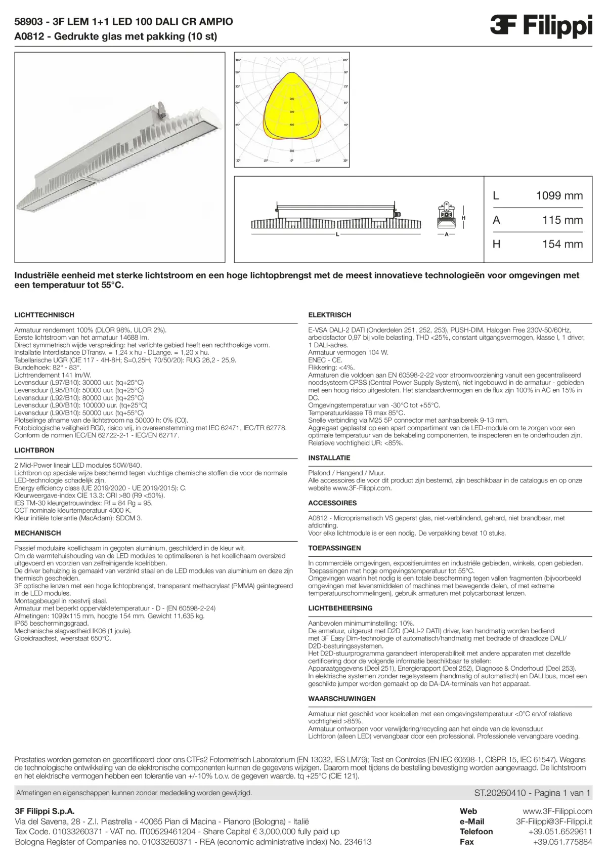 58903+A0812 - 3F LEM 1+1 LED 100 DALI CR AMPIO + VS - Datasheet - nl