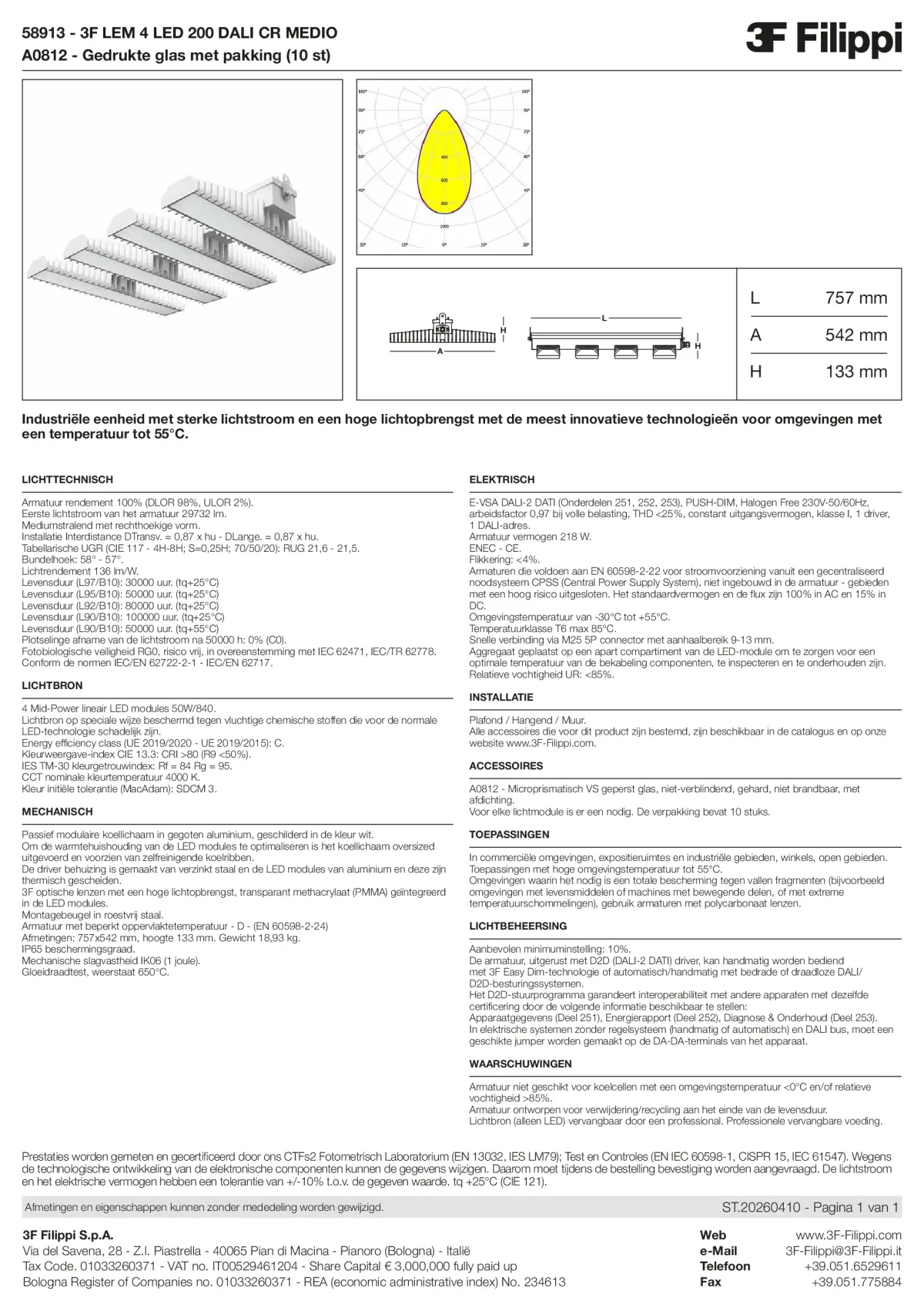 58913+A0812 - 3F LEM 4 LED 200 DALI CR MEDIO + VS - Datasheet - nl