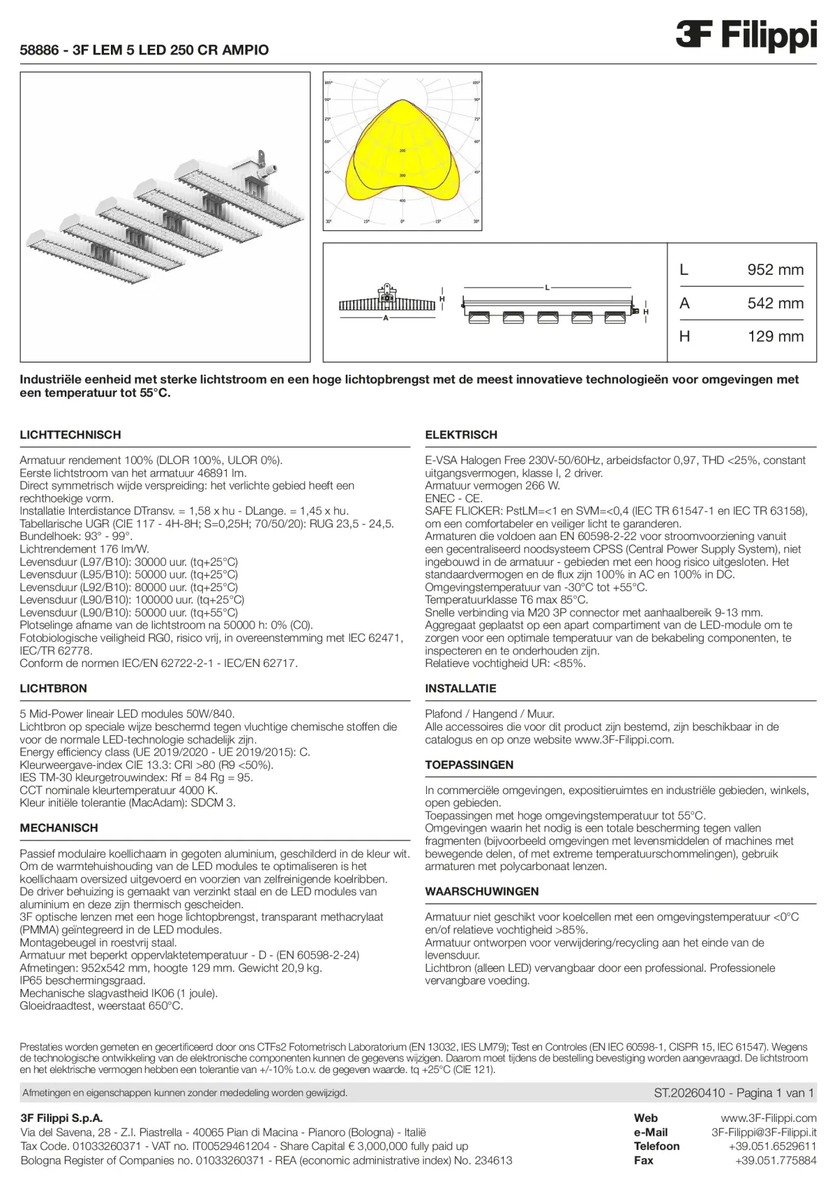 58886 - 3F LEM 5 LED 250 CR AMPIO - Datasheet - nl