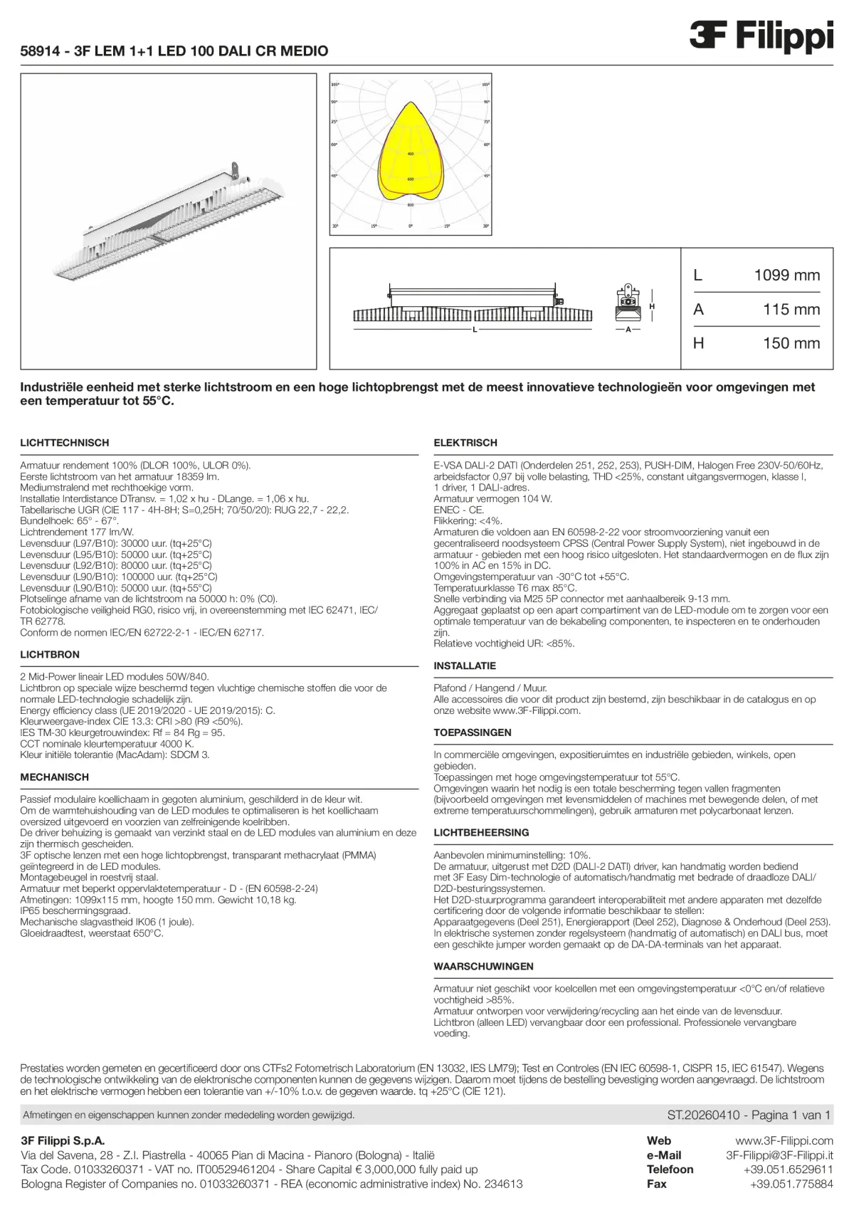 58914 - 3F LEM 1+1 LED 100 DALI CR MEDIO - Datasheet - nl