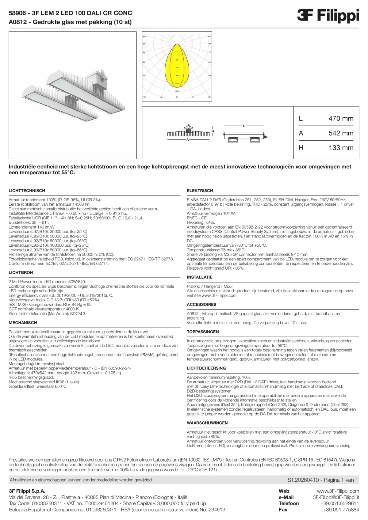 58906+A0812 - 3F LEM 2 LED 100 DALI CR CONC + VS - Datasheet - nl