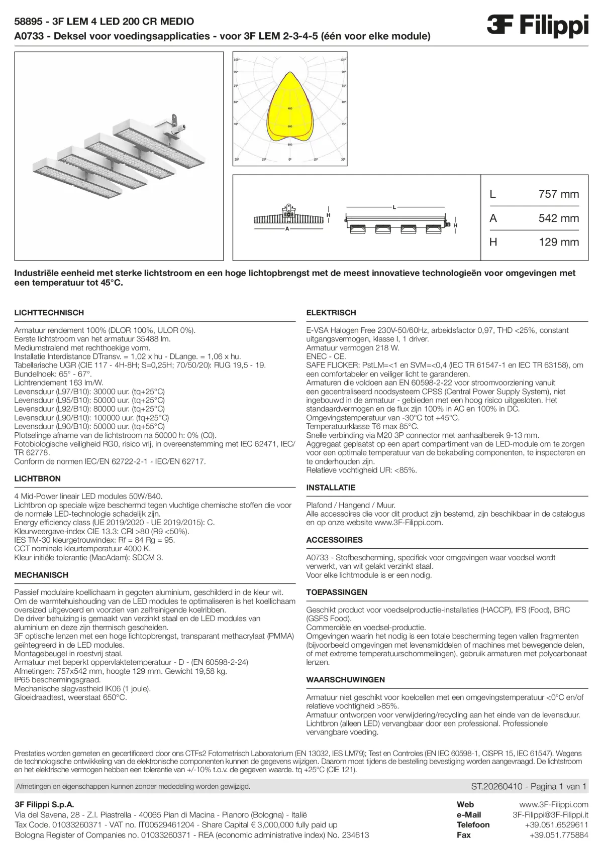 58895+A0733 - 3F LEM 4 LED 200 CR MEDIO + FOOD - Datasheet - nl