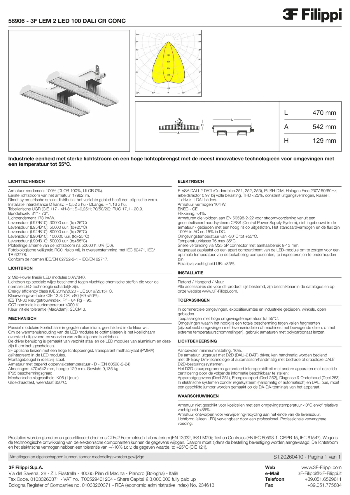 58906 - 3F LEM 2 LED 100 DALI CR CONC - Datasheet - nl