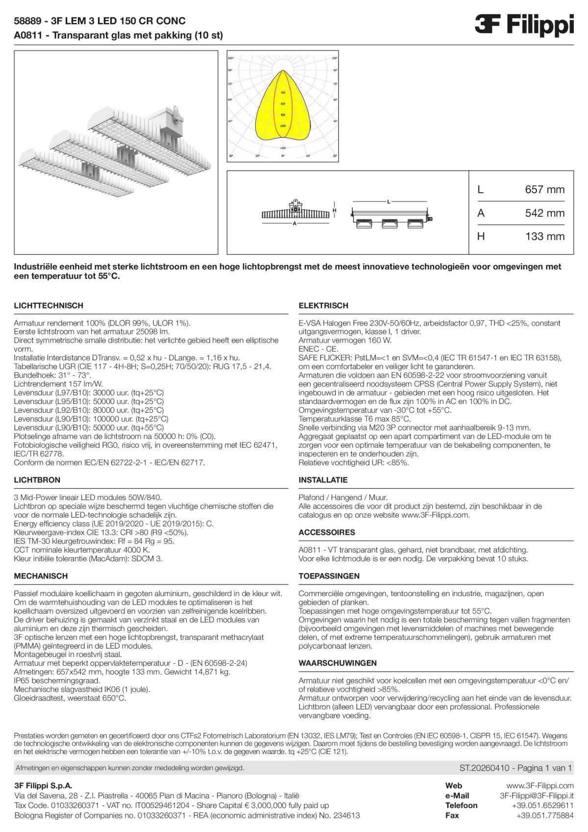 58889+A0811 - 3F LEM 3 LED 150 CR CONC + VT - Datasheet - nl