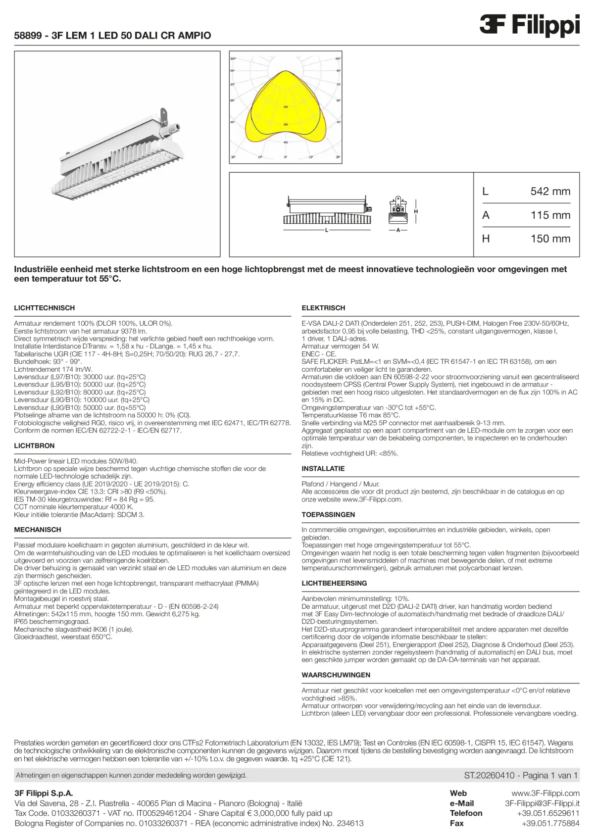 58899 - 3F LEM 1 LED 50 DALI CR AMPIO - Datasheet - nl