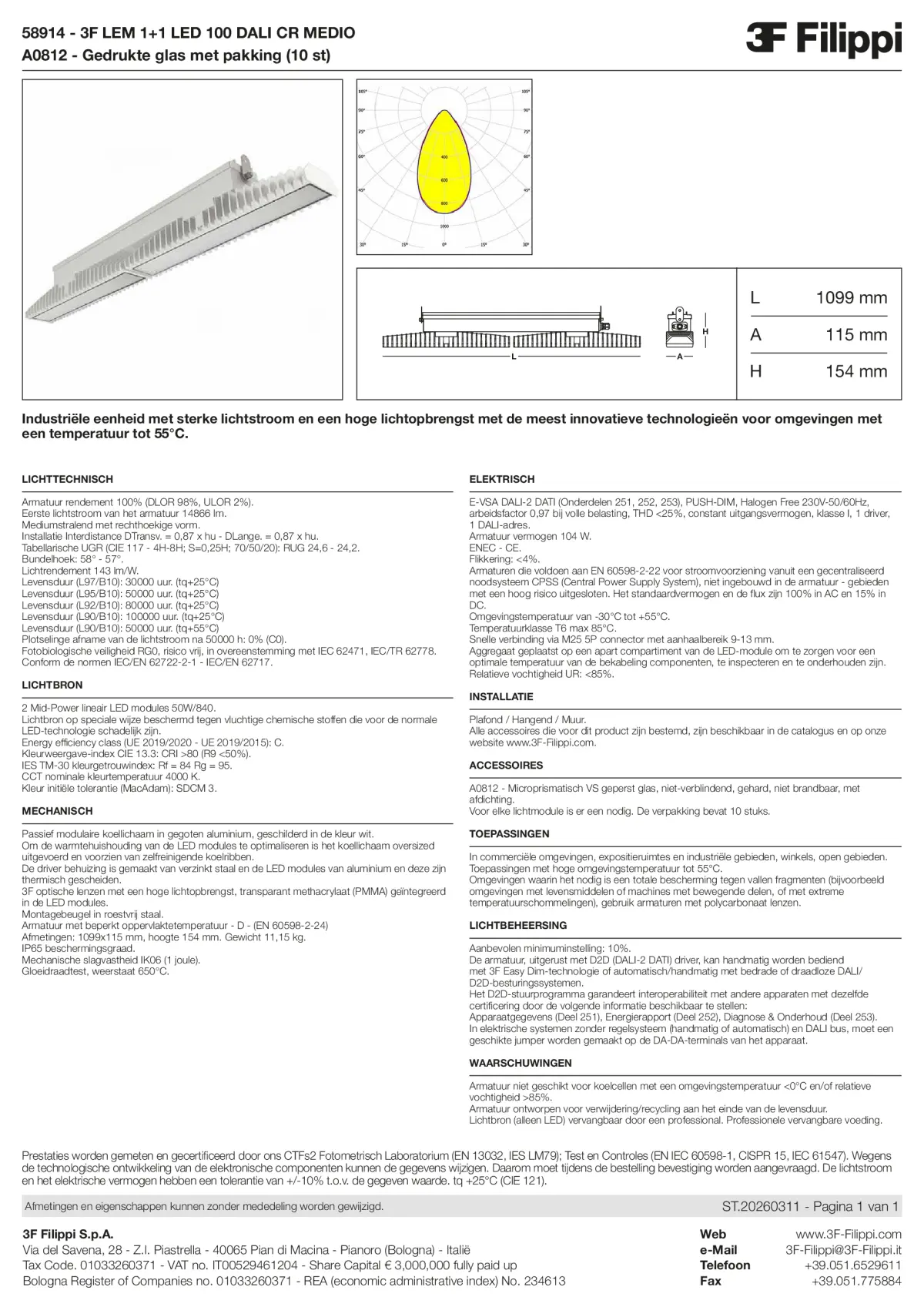 58914+A0812 - 3F LEM 1+1 LED 100 DALI CR MEDIO + VS - Datasheet - nl