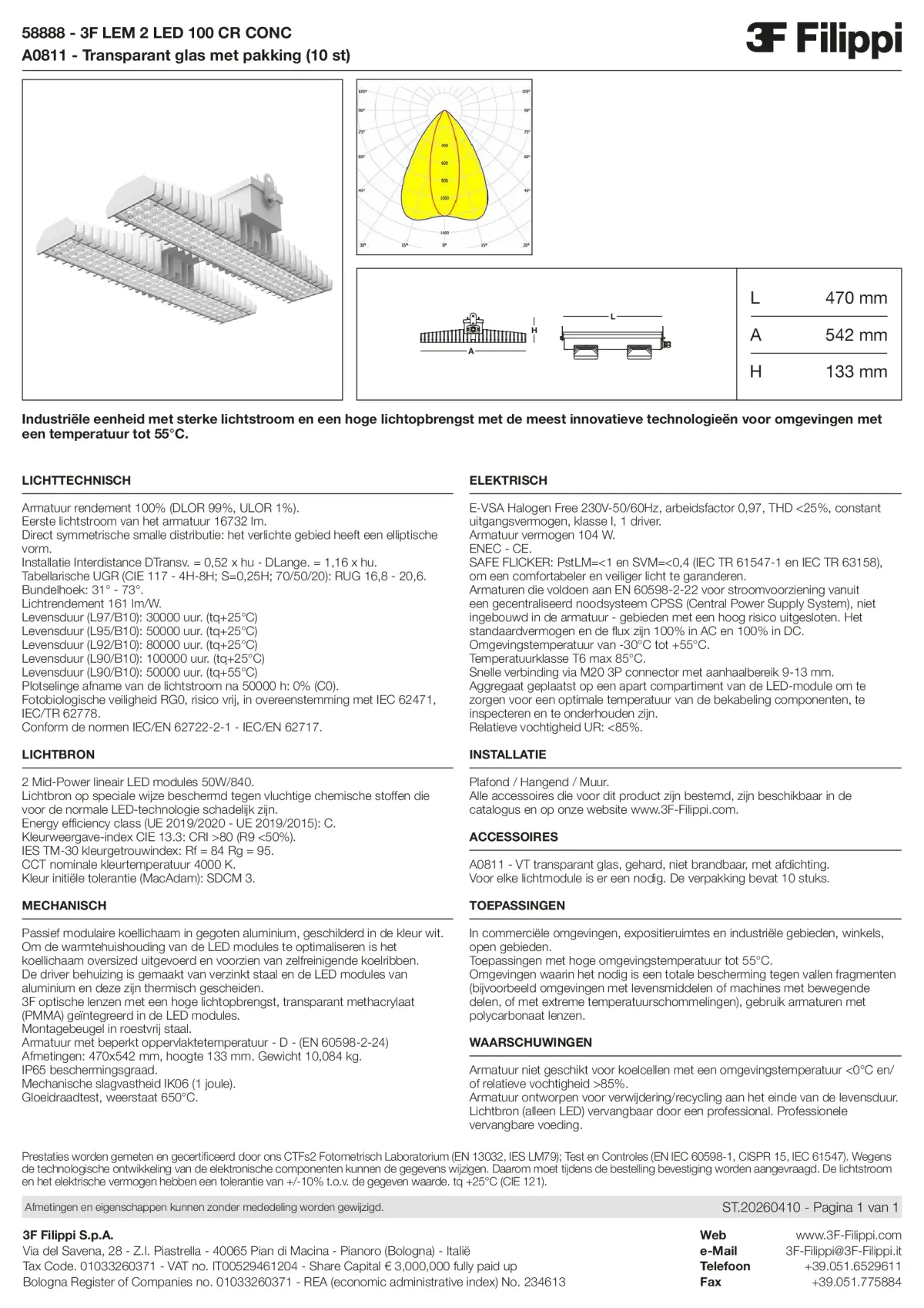 58888+A0811 - 3F LEM 2 LED 100 CR CONC + VT - Datasheet - nl