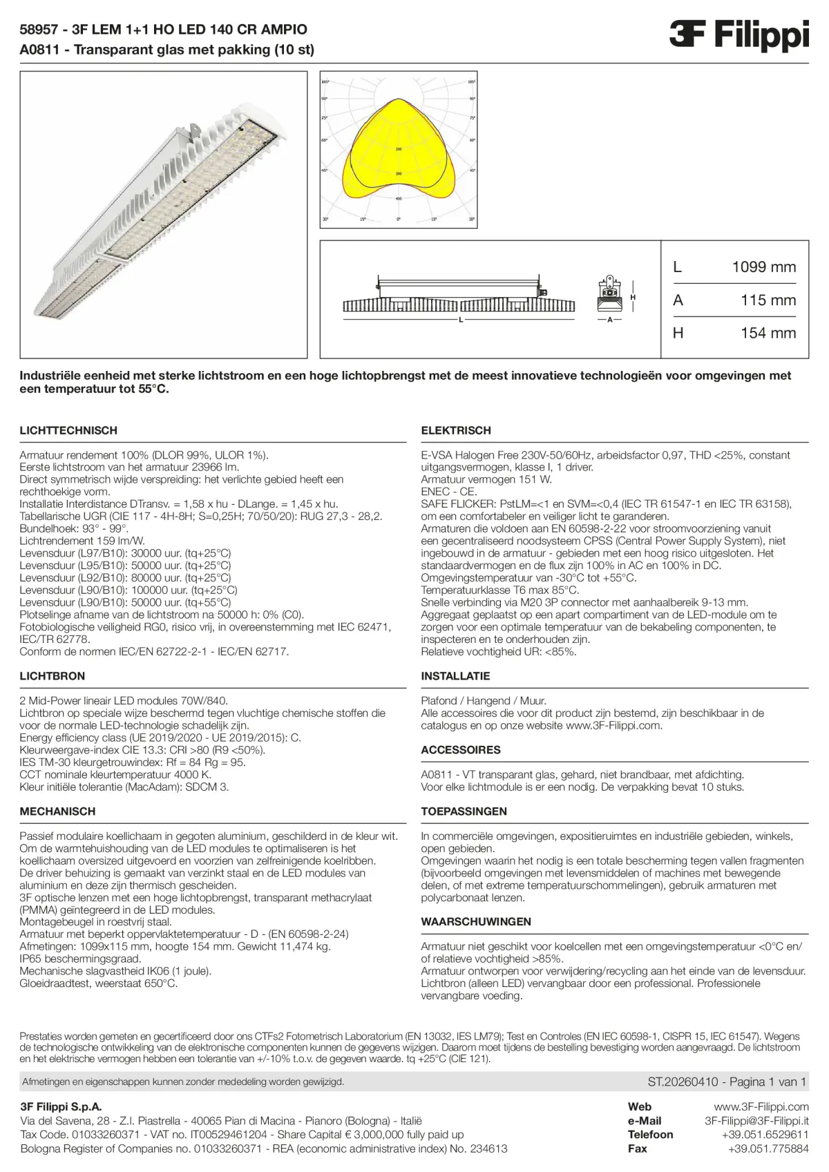 58957+A0811 - 3F LEM 1+1 HO LED 140 CR AMPIO + VT - Datasheet - nl