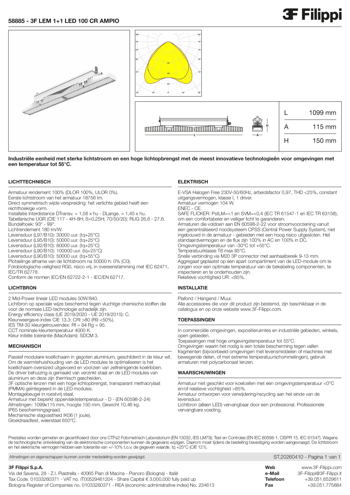 58885 - 3F LEM 1+1 LED 100 CR AMPIO - Datasheet - nl