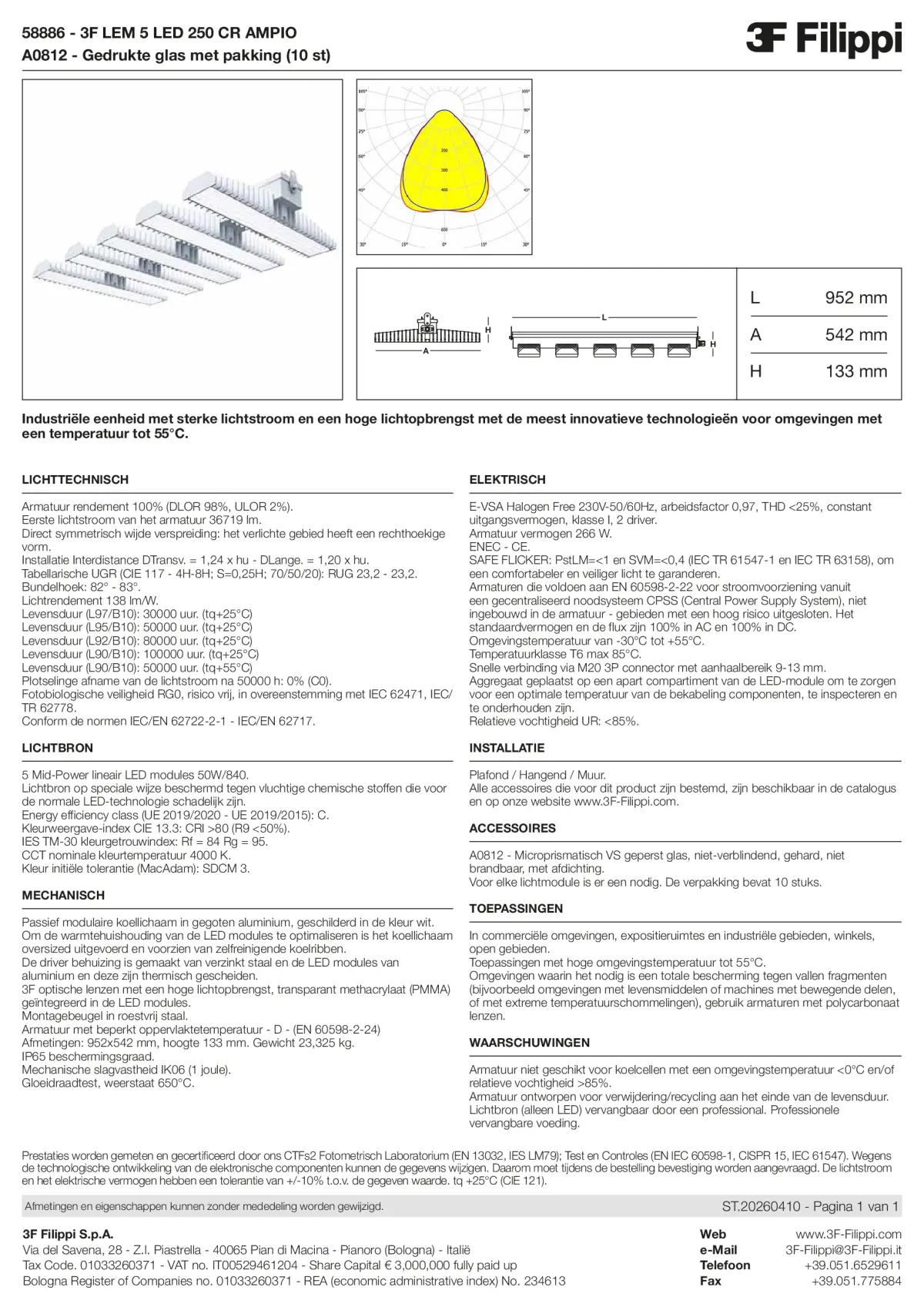58886+A0812 - 3F LEM 5 LED 250 CR AMPIO + VS - Datasheet - nl
