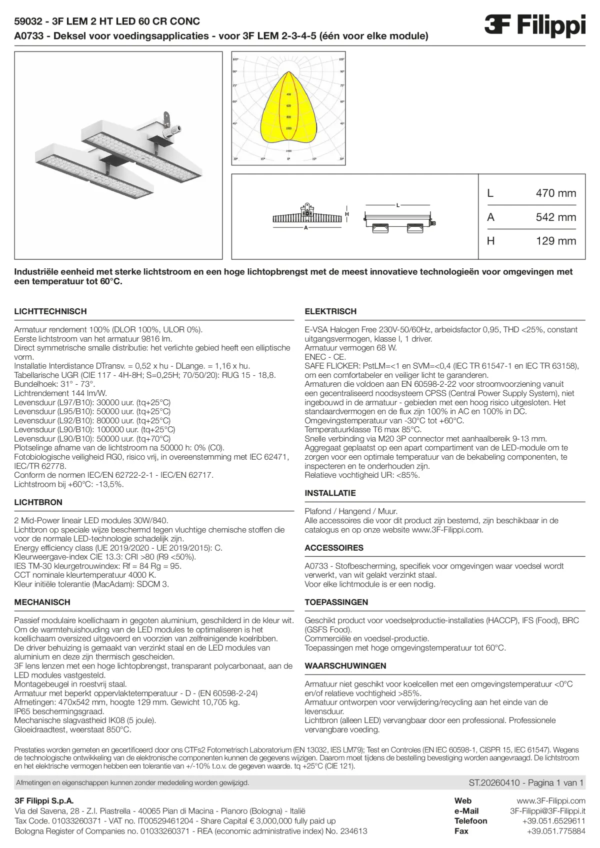59032+A0733 - 3F LEM 2 HT LED 60 CR CONC + FOOD - Datasheet - nl