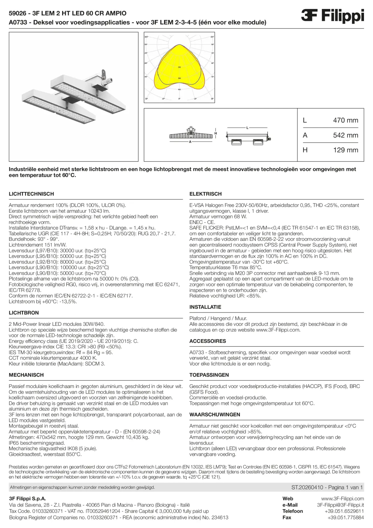 59026+A0733 - 3F LEM 2 HT LED 60 CR AMPIO + FOOD - Datasheet - nl