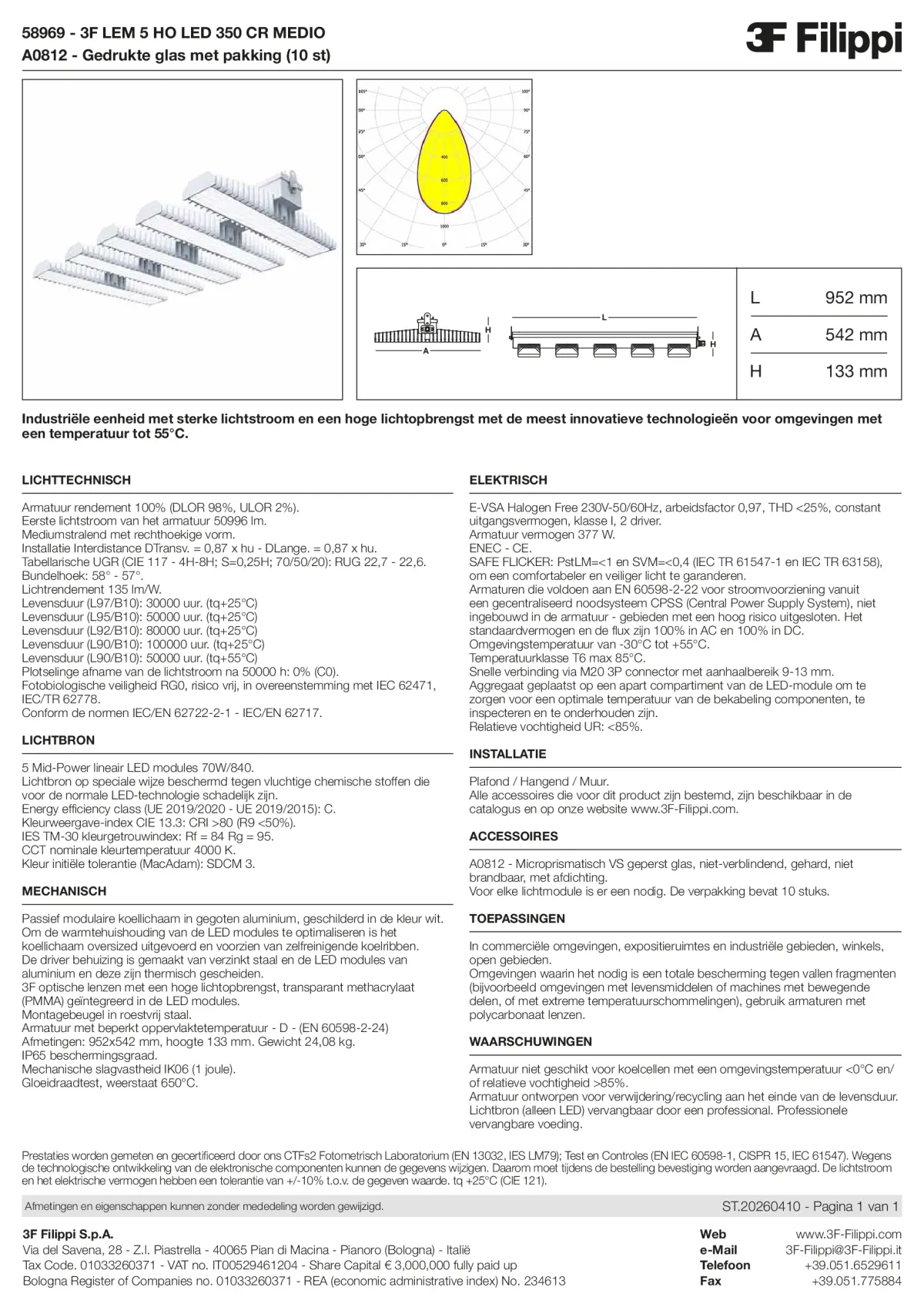 58969+A0812 - 3F LEM 5 HO LED 350 CR MEDIO + VS - Datasheet - nl