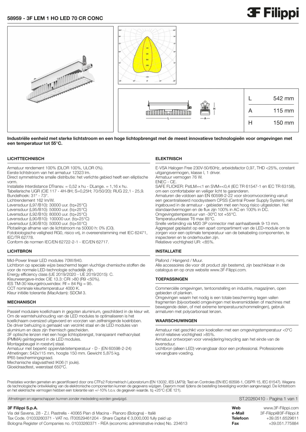 58959 - 3F LEM 1 HO LED 70 CR CONC - Datasheet - nl